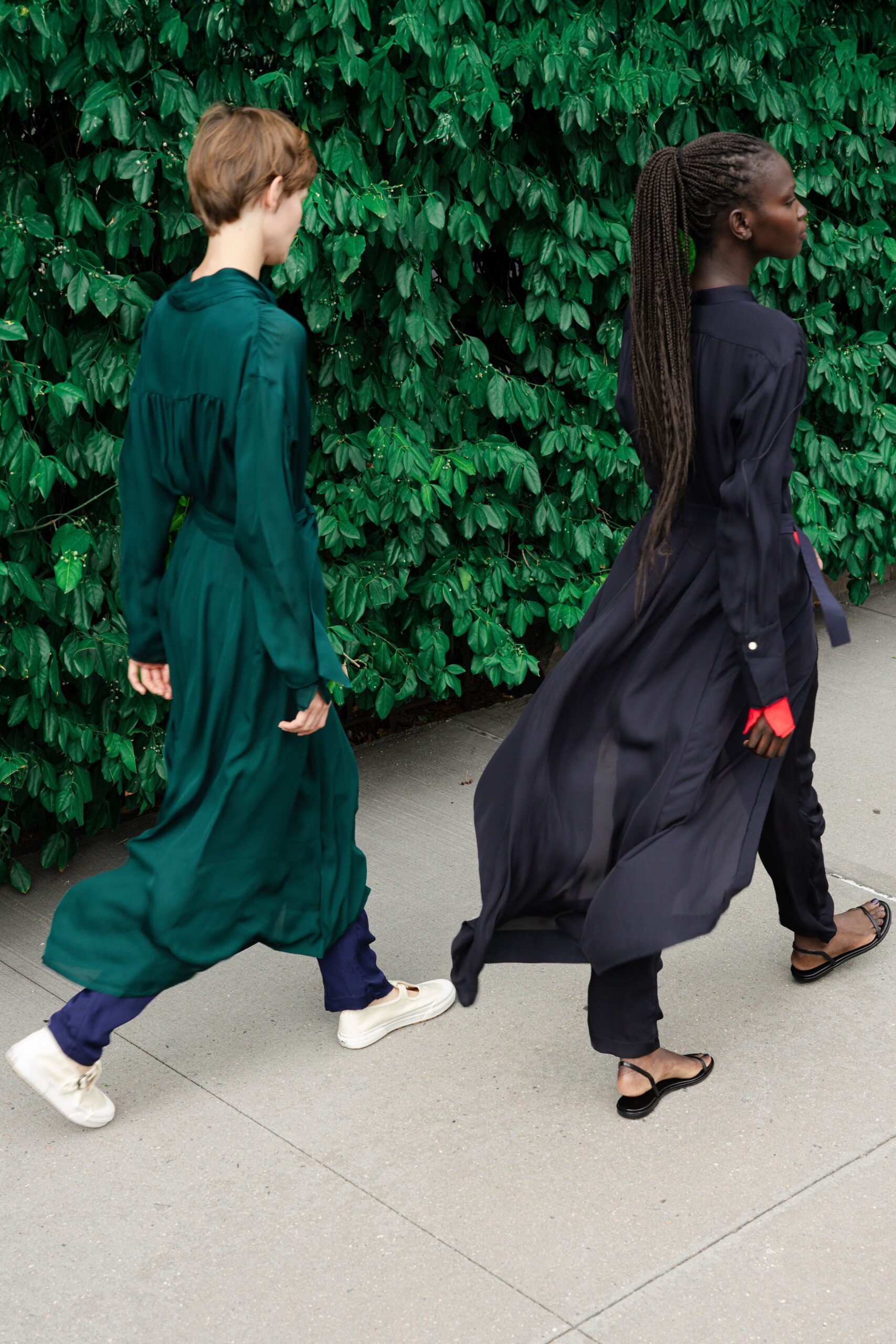 green silk long-sleeve collared relaxed buttoned tiered dress