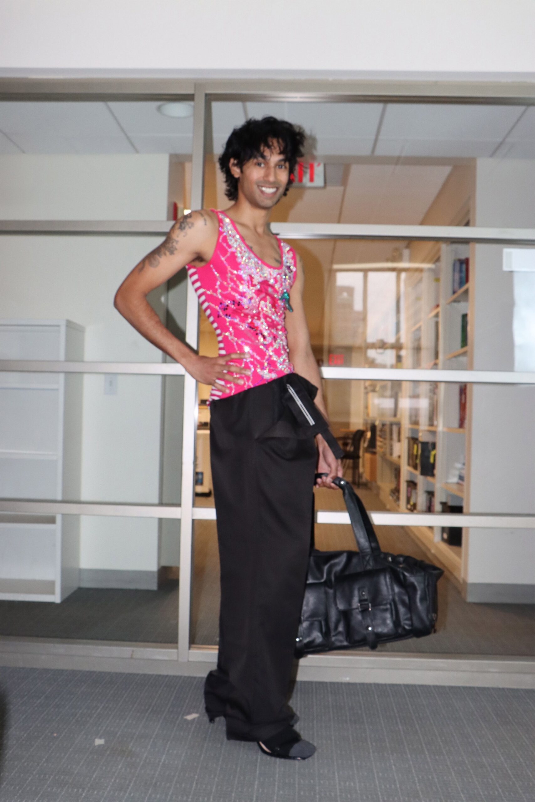 pink silk sleeveless v-neck fitted embroidered top