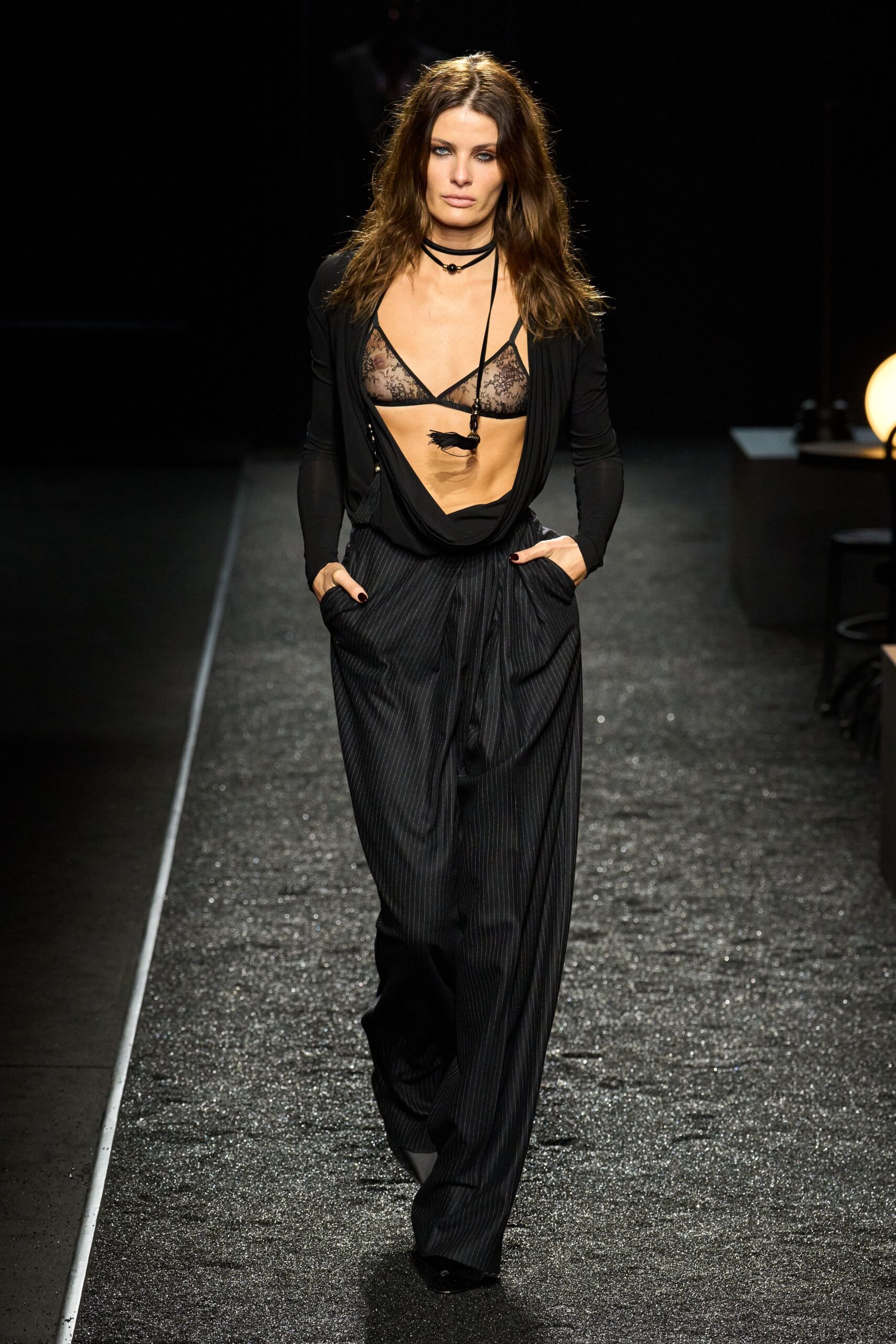black fitted jacket with lace top