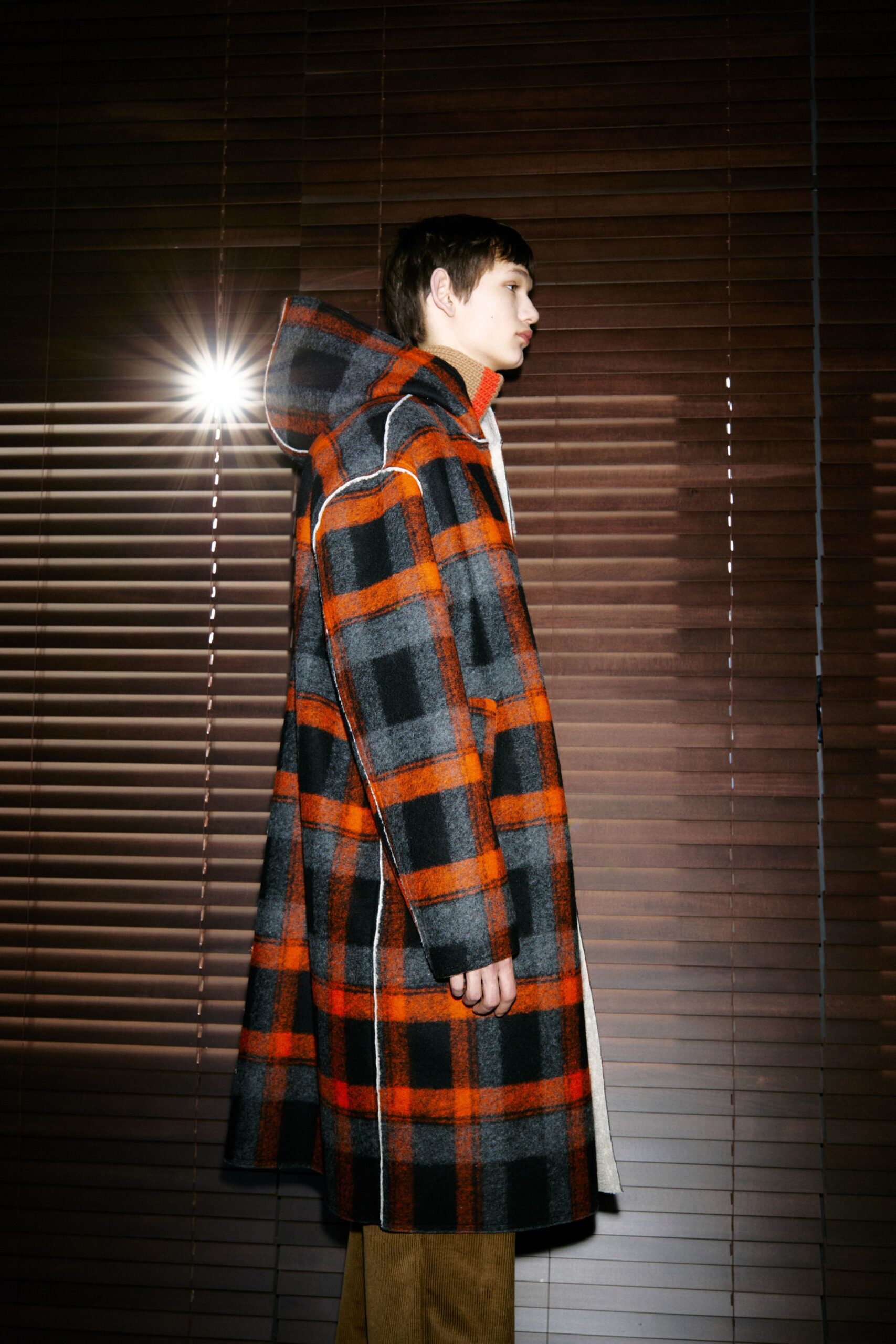 checked wool relaxed coat
