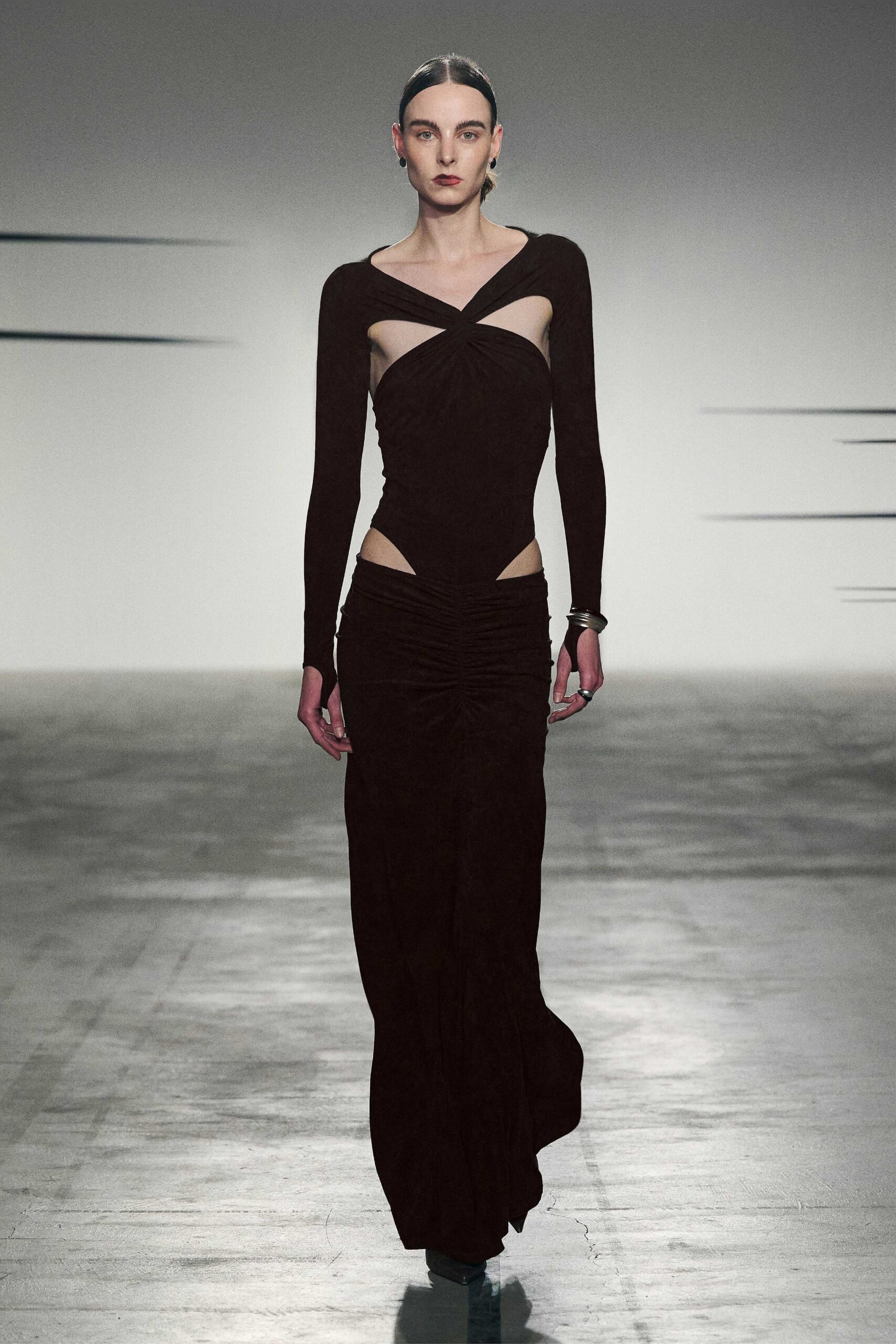 fitted brown suede gown