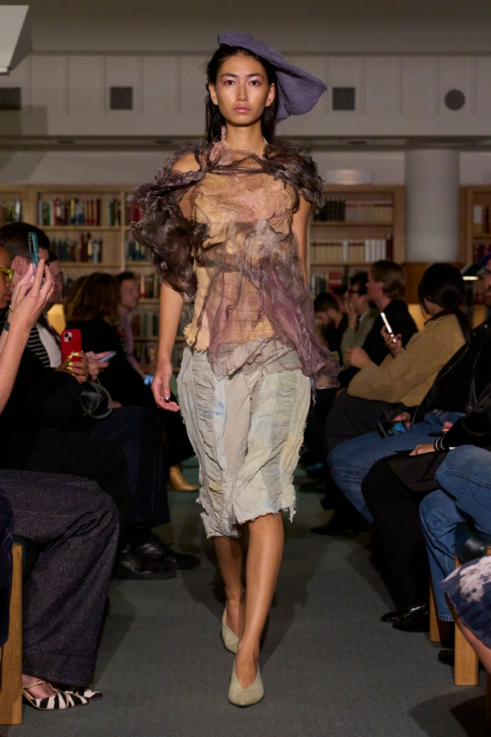 brown silk sleeveless off-shoulder relaxed draped flowing top