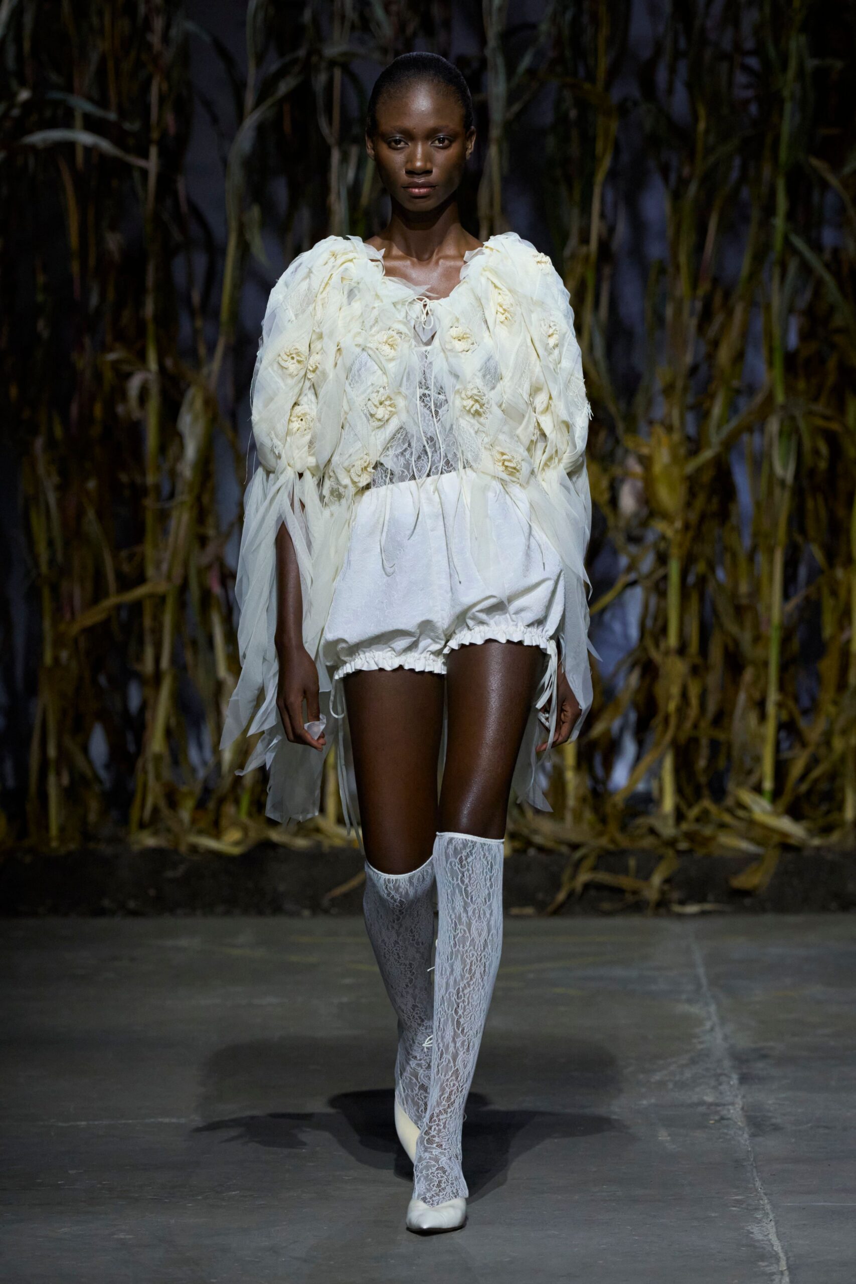 white ruffled mini dress