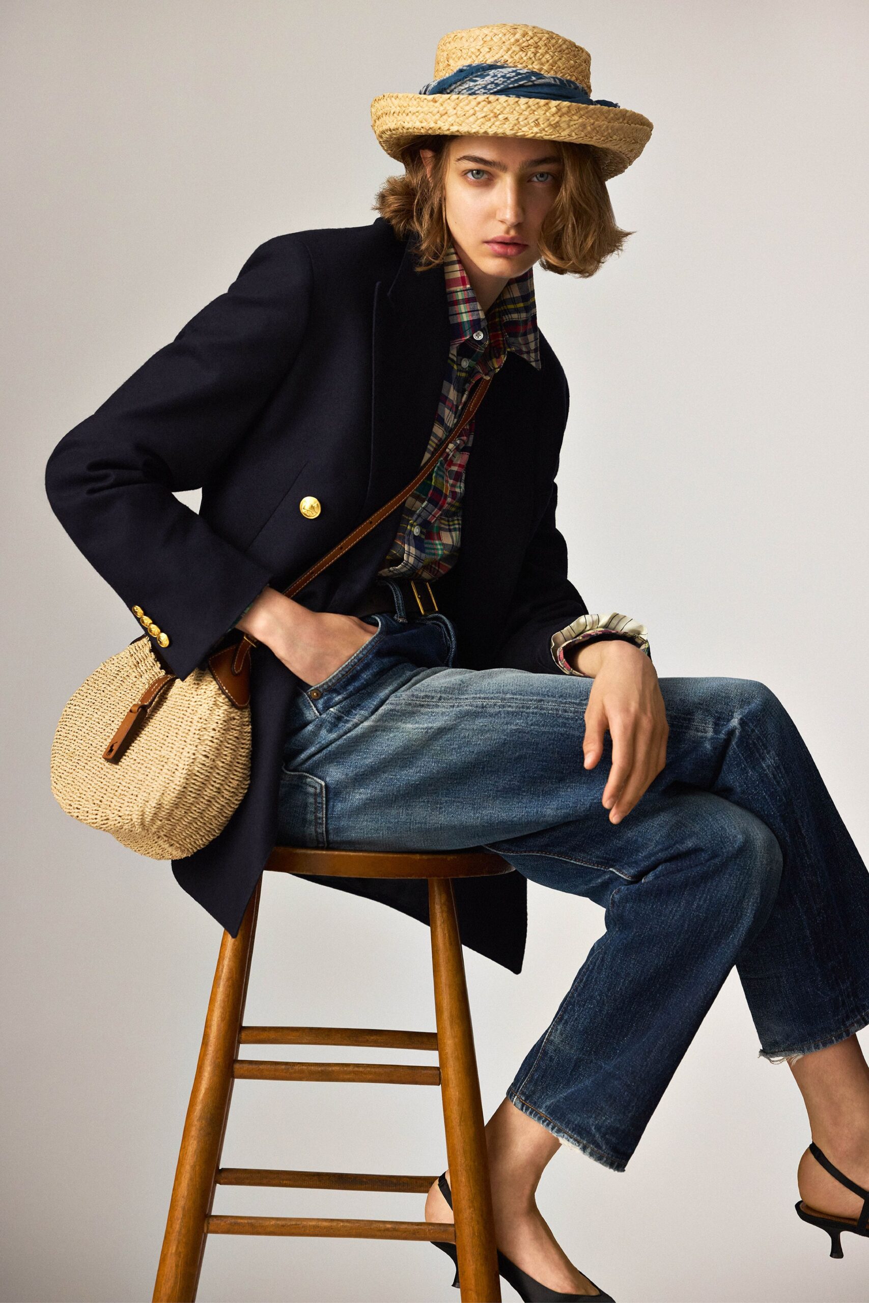 multi cotton long-sleeve collared relaxed checked shirt