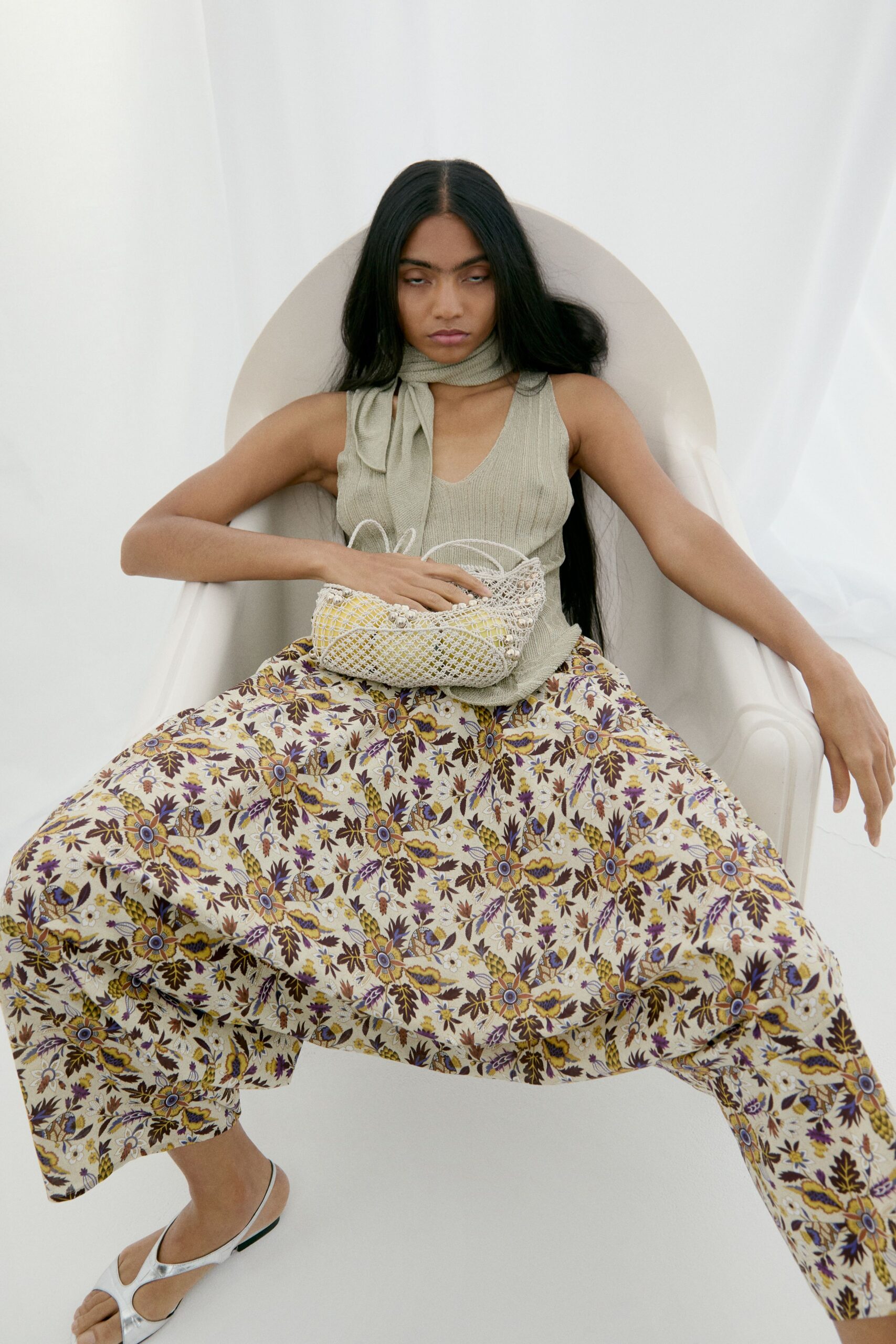 white cotton relaxed flared pants