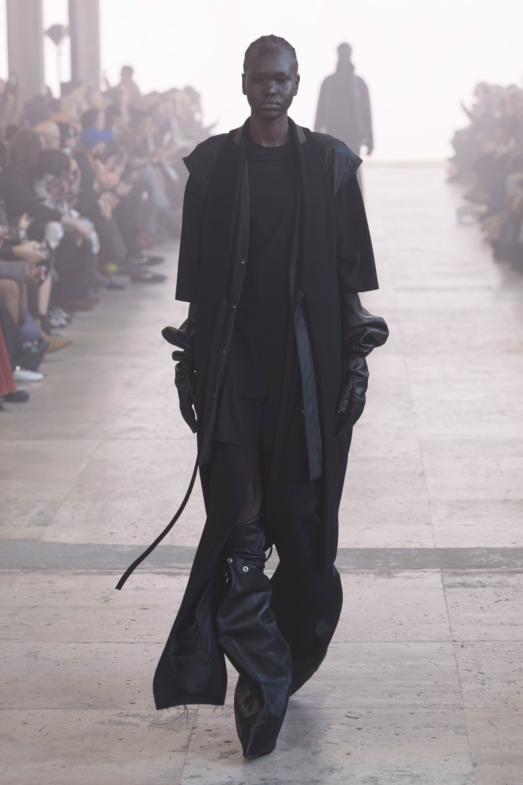 black relaxed coat with fitted top