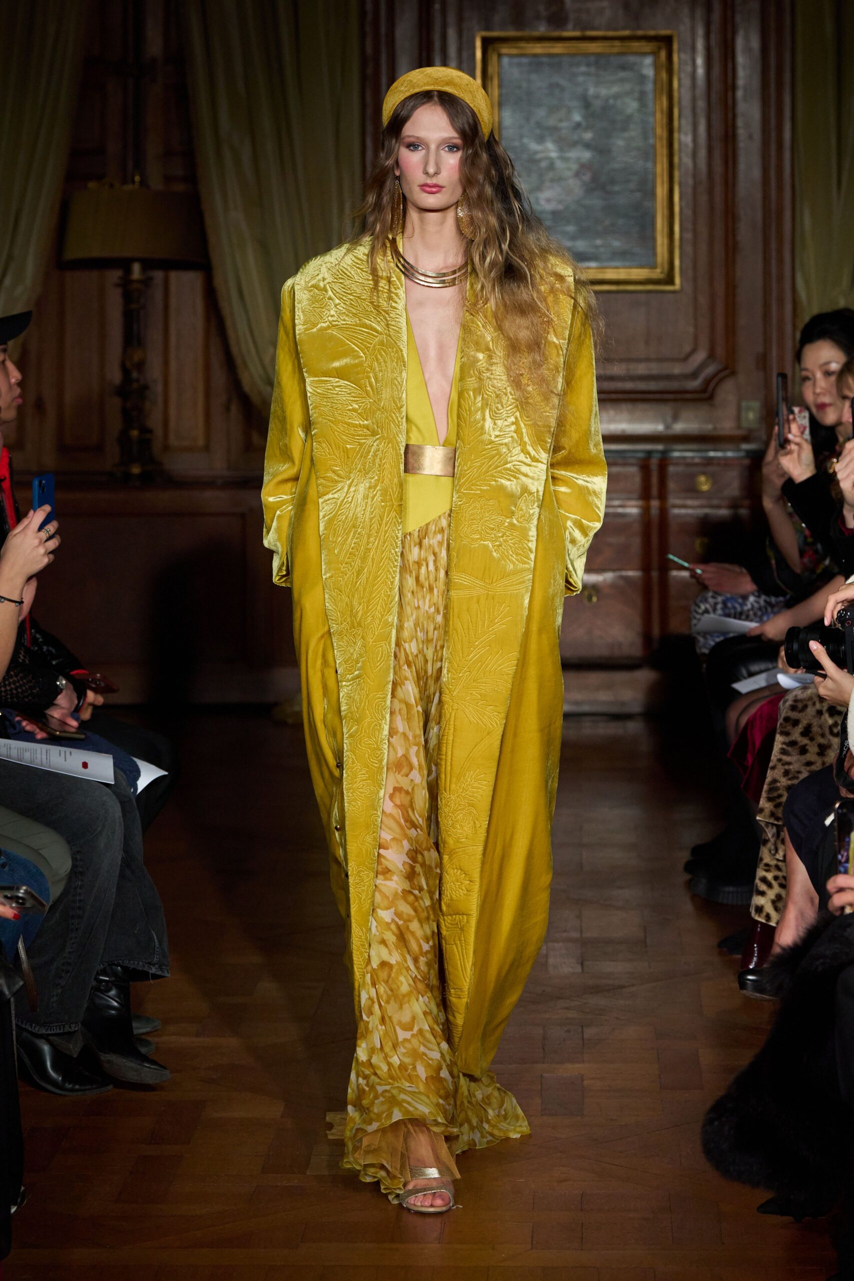 yellow silk sleeveless v-neck fitted layered maxi dress