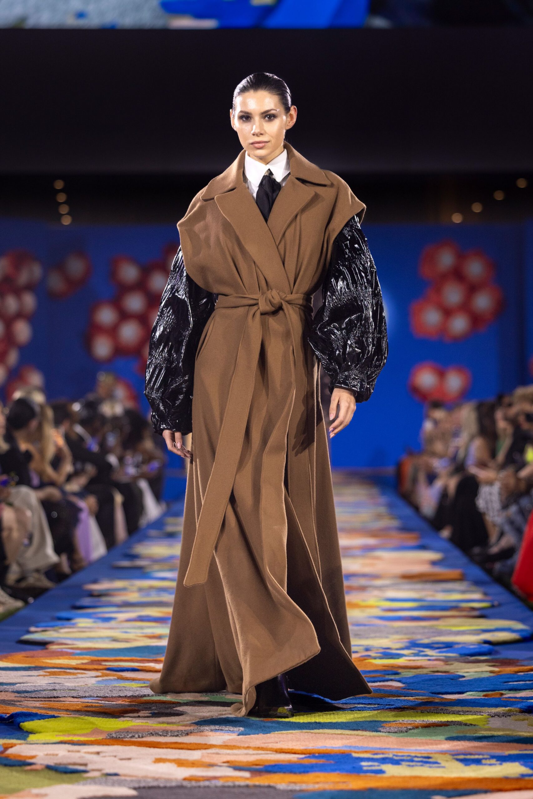 brown wool coat with white shirt