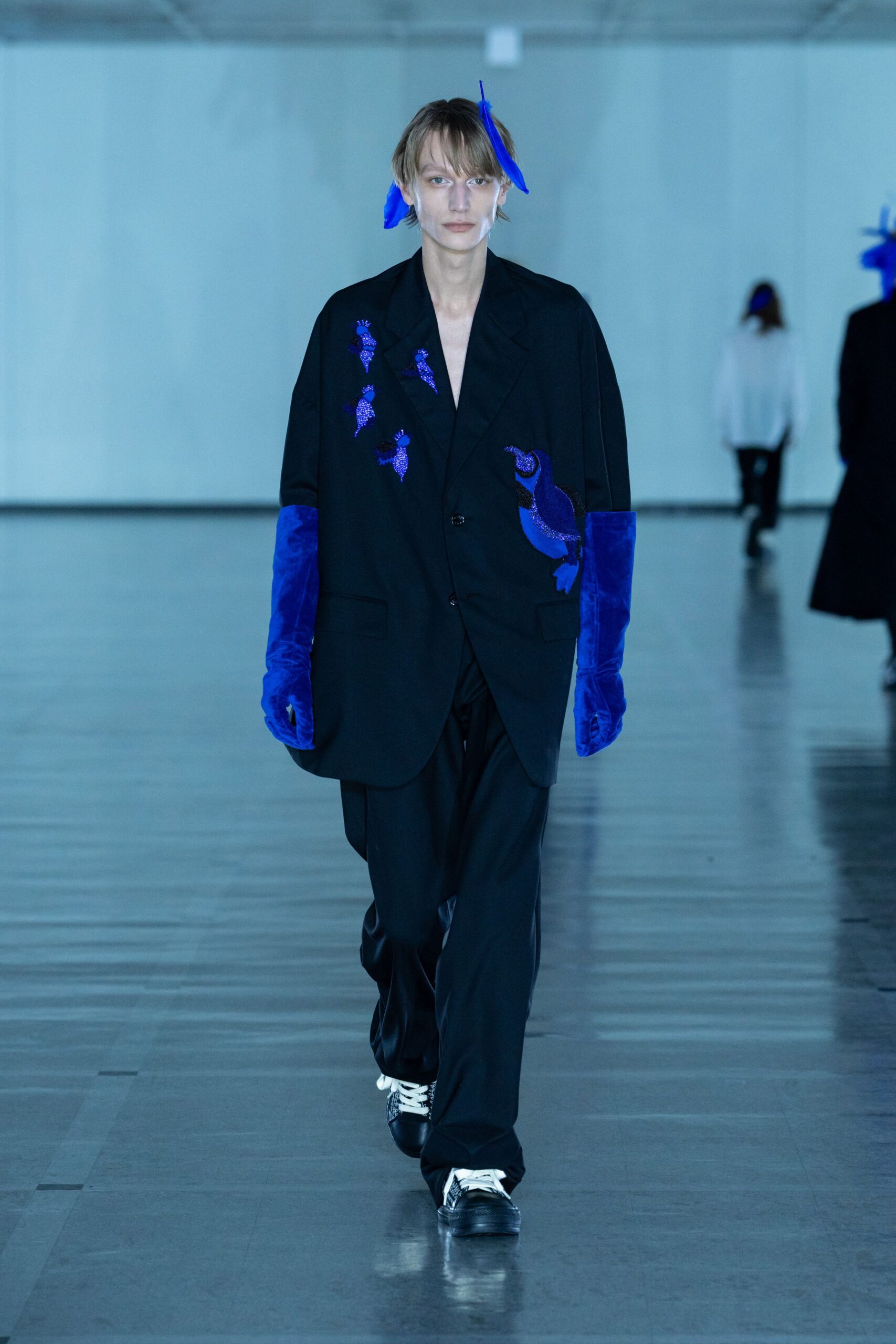 black blazer with blue accents