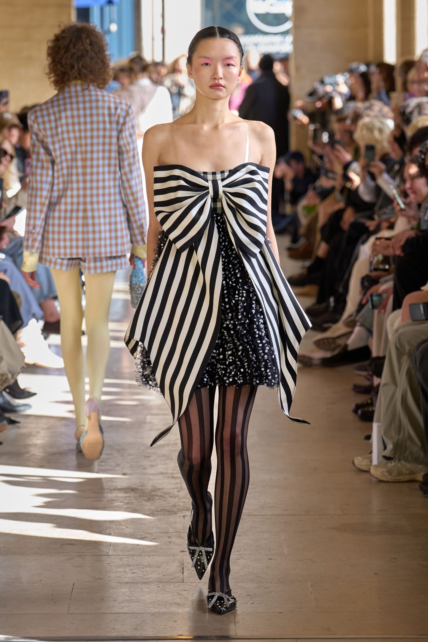 black silk sleeveless v-neck fitted striped ruffled dress
