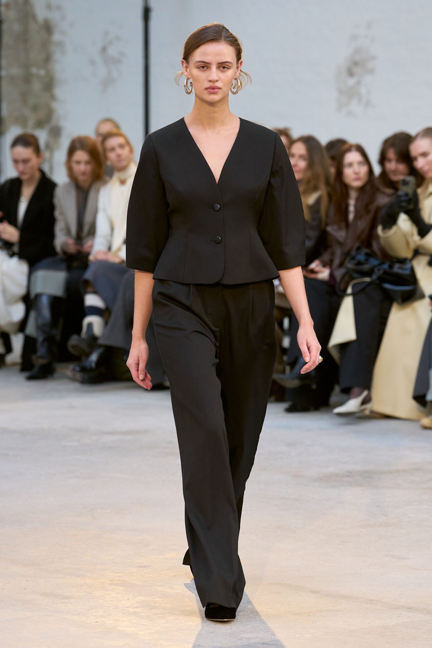 black tailored blazer and pants