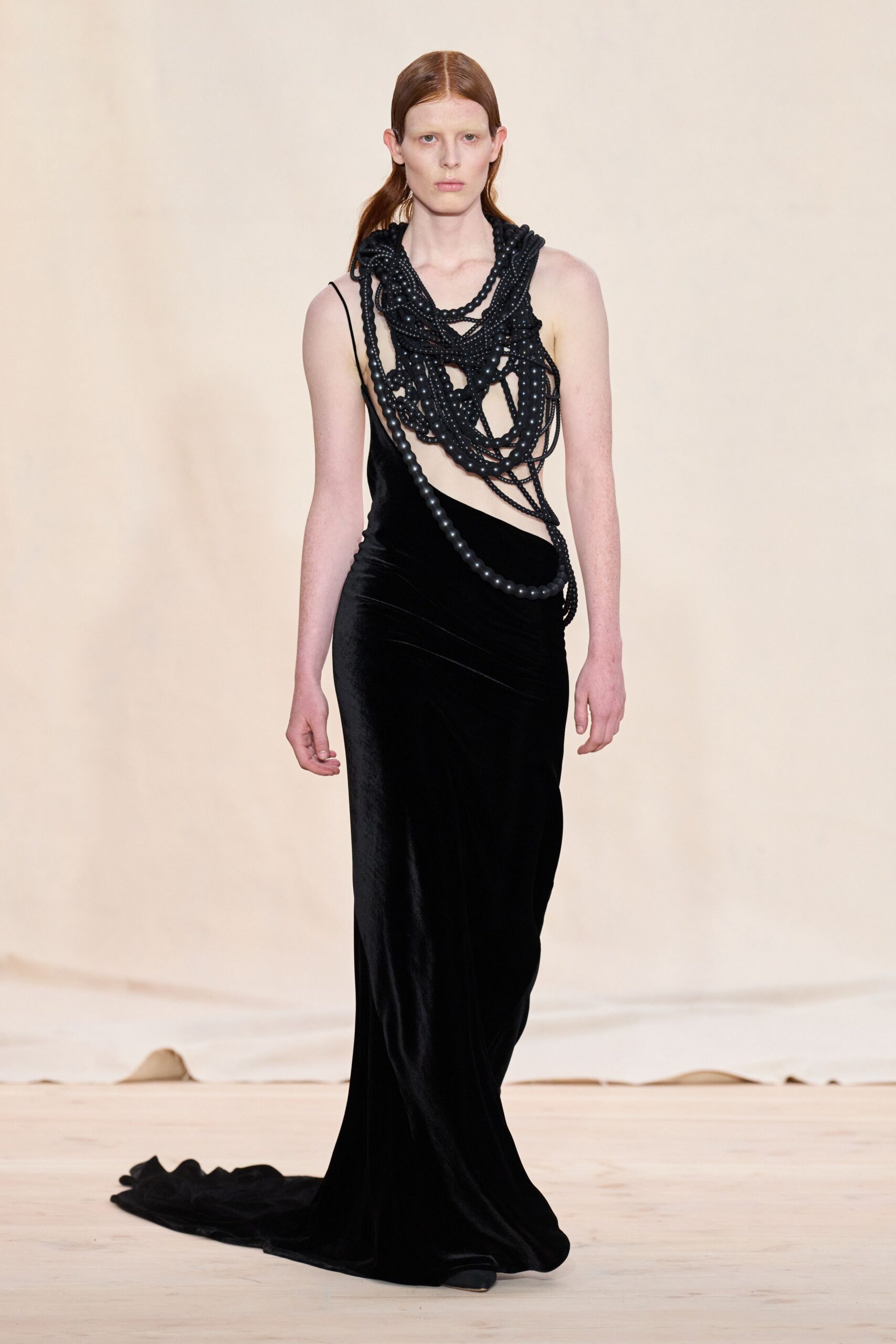 black velvet sleeveless gown