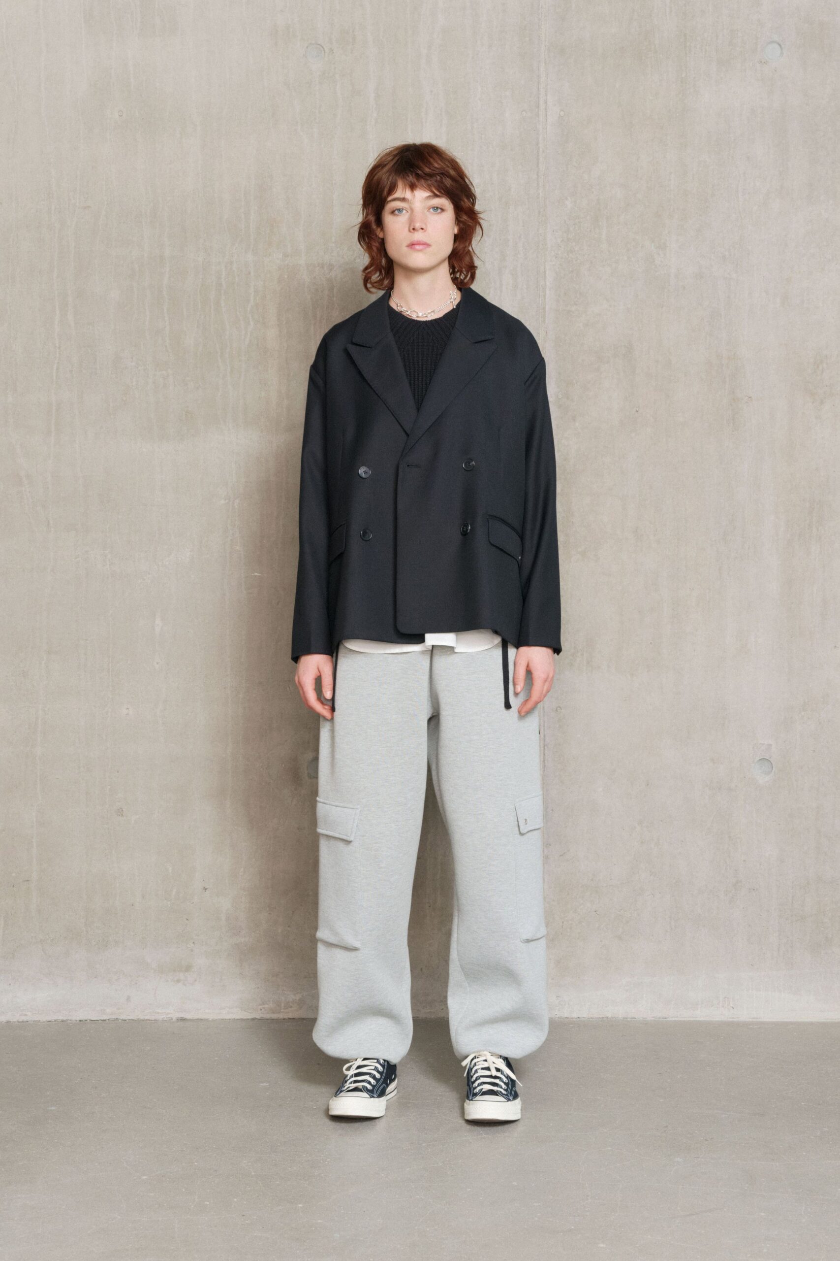 gray cotton relaxed cargo pants
