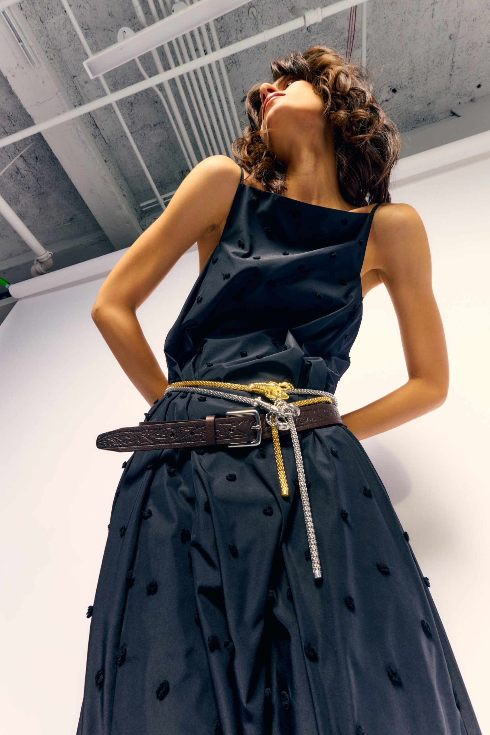 brown leather zippered belt