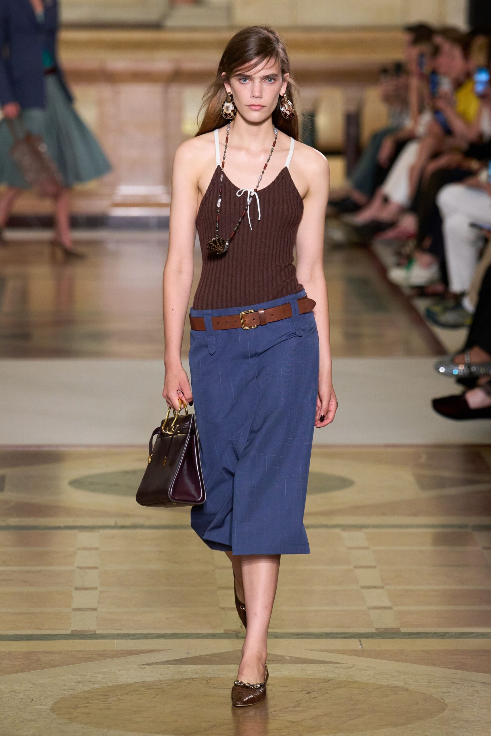 brown fitted top with culottes