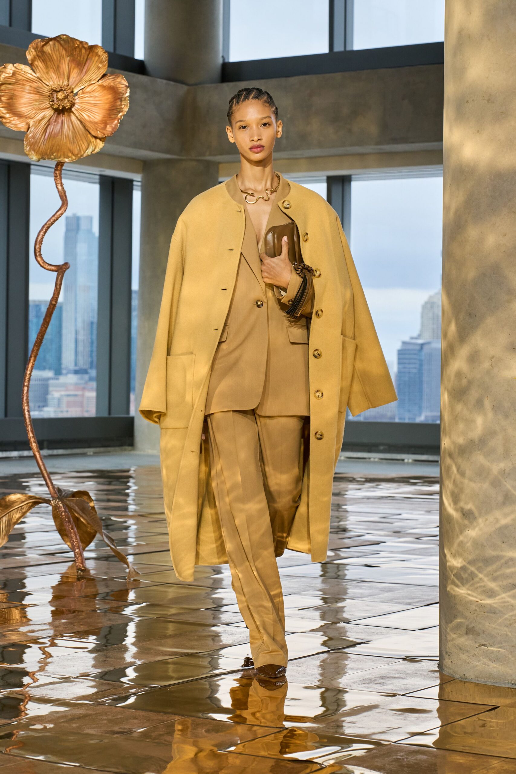 beige wool long-sleeve collared tailored suit