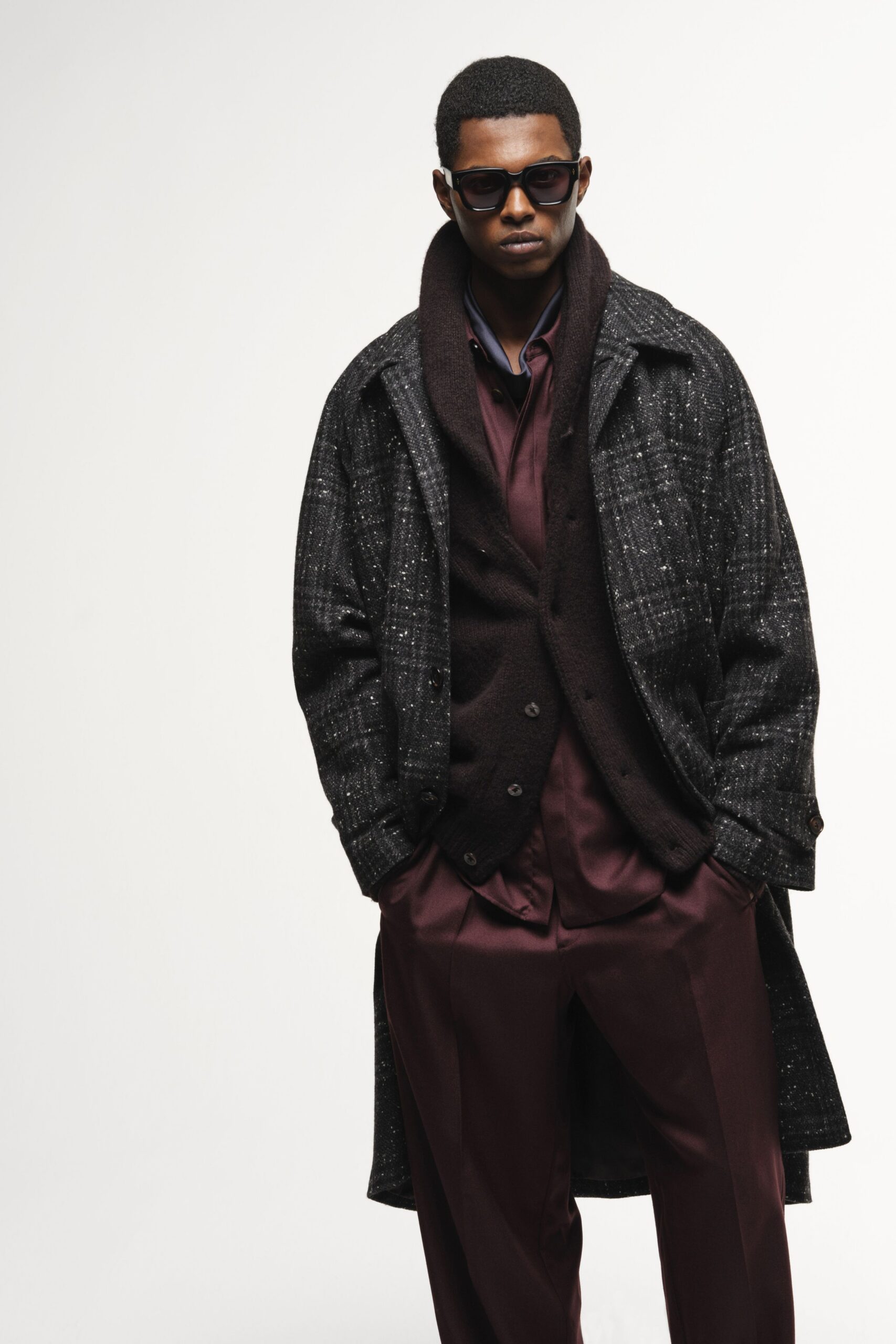 brown wool long-sleeve collared tailored buttoned blazer