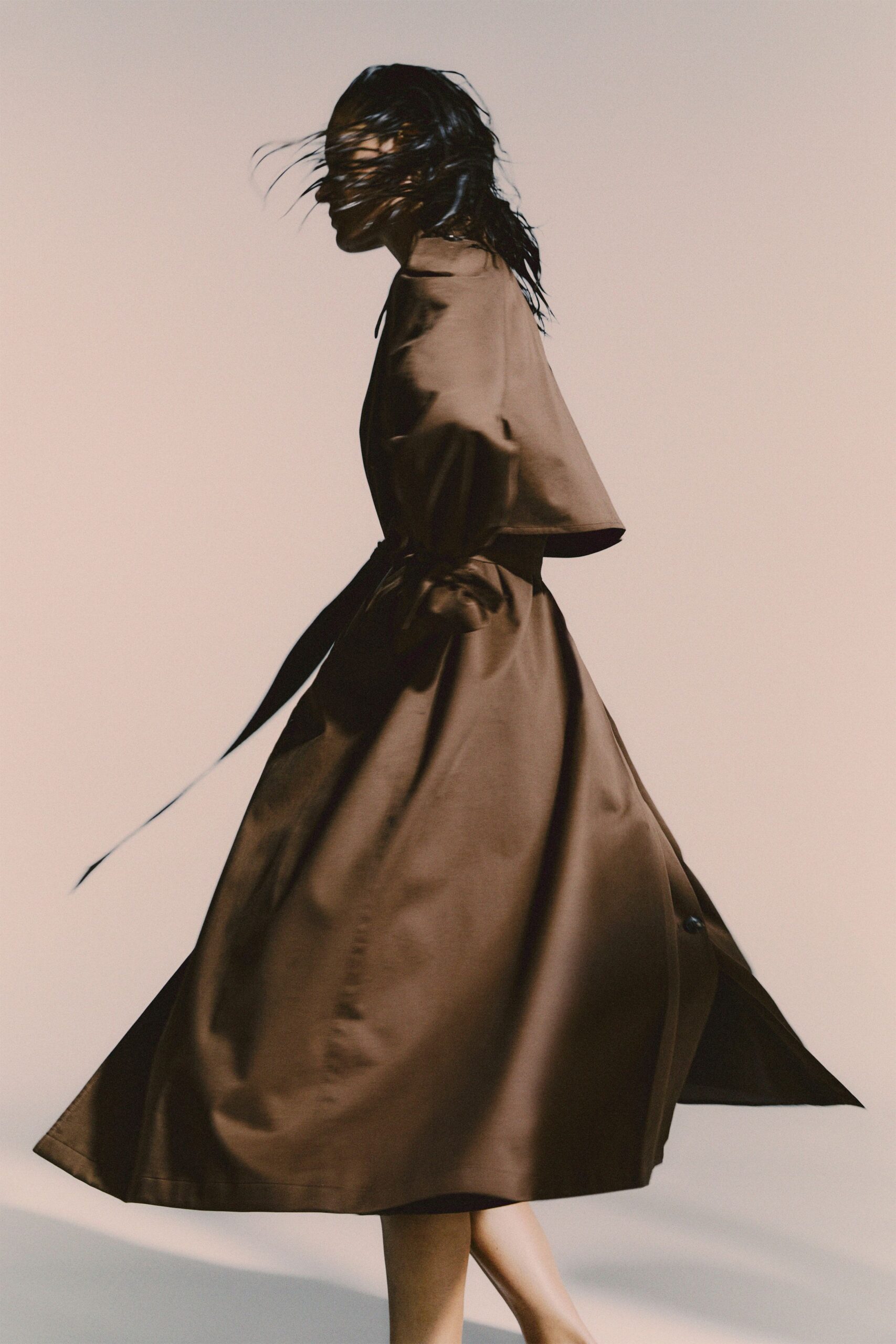 brown relaxed belted coat