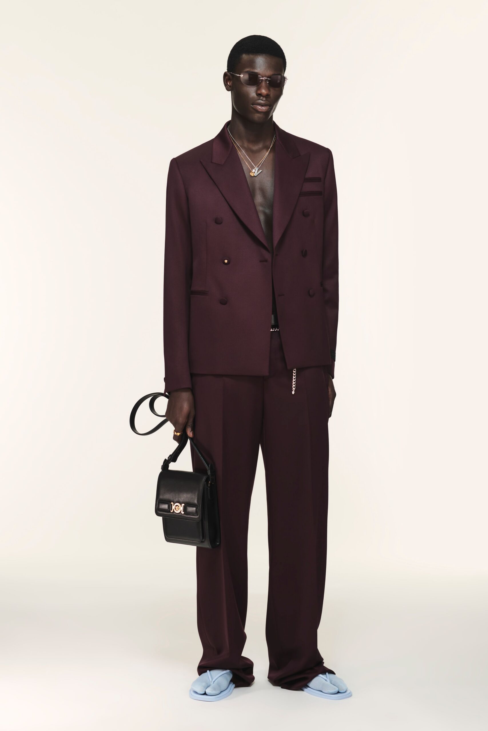 maroon wool long-sleeve collared tailored suit