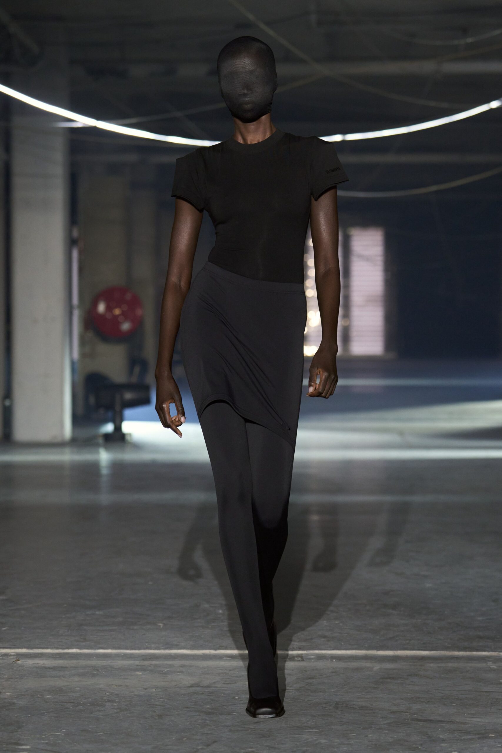 black fitted top and skirt