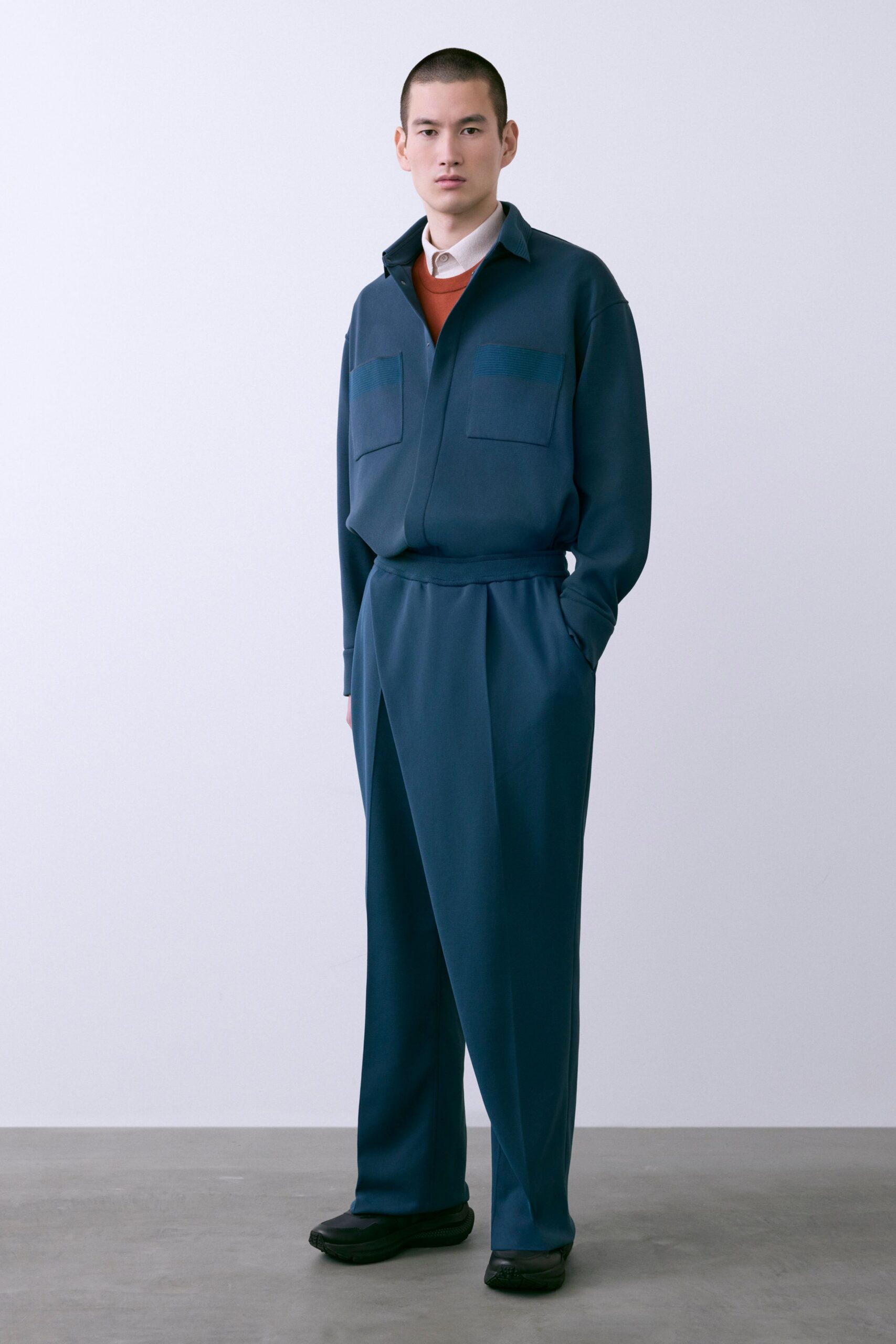 blue relaxed shirt and pants