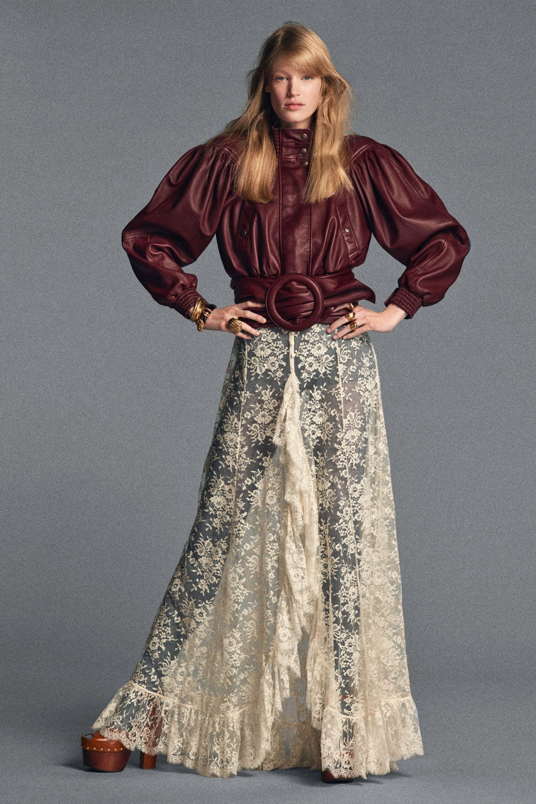 beige lace relaxed tiered embroidered maxi skirt