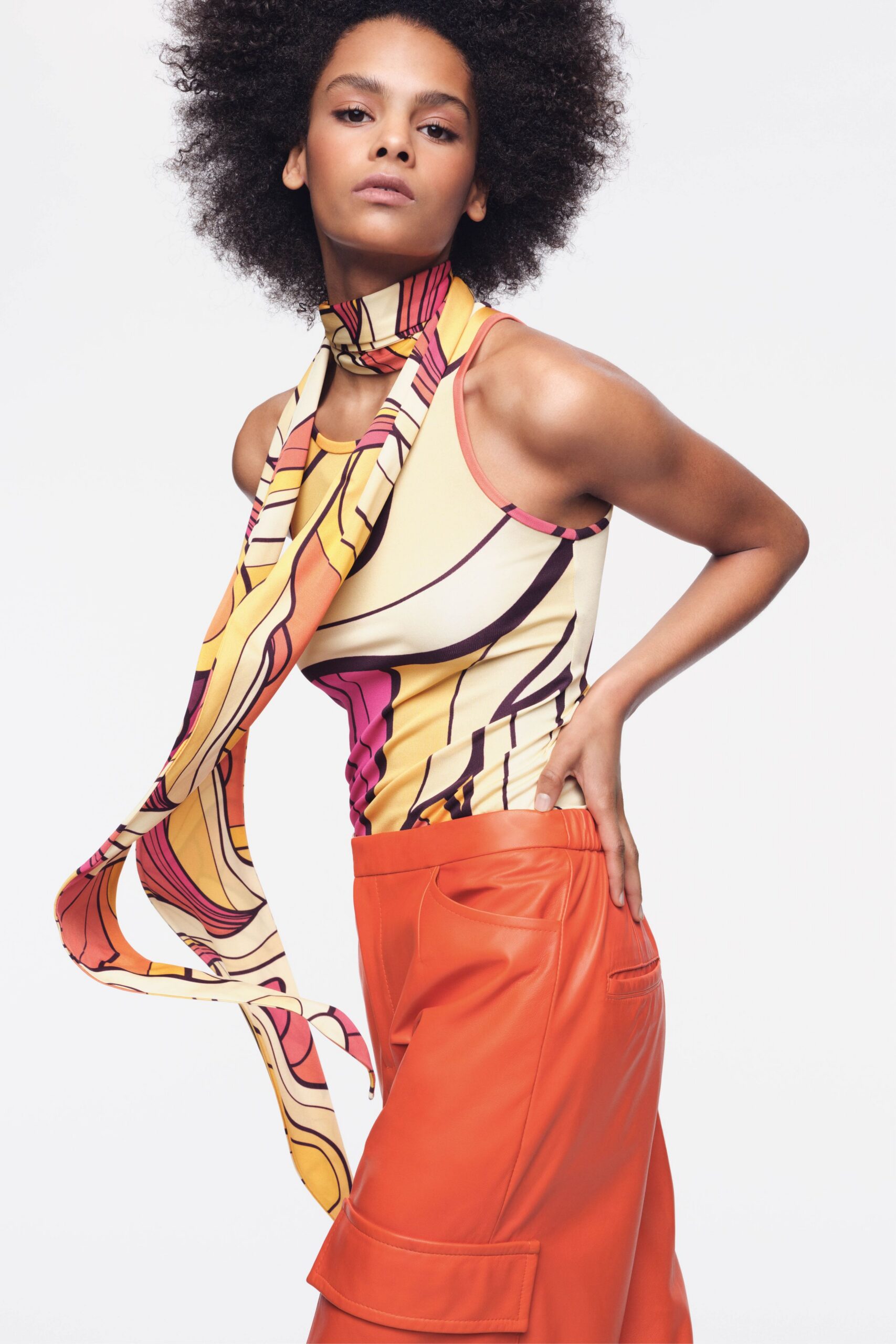 pink silk printed scarf