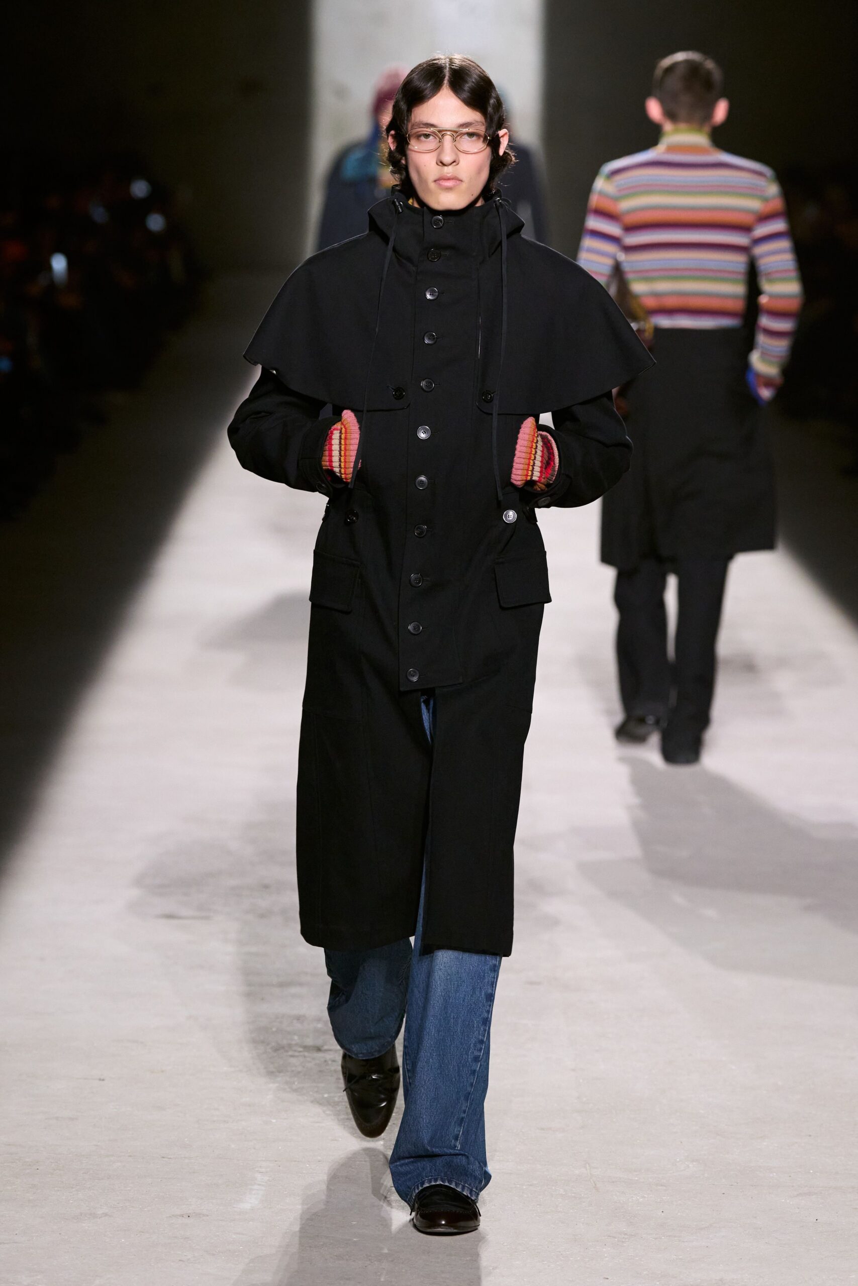 blue denim fitted straight-leg jeans