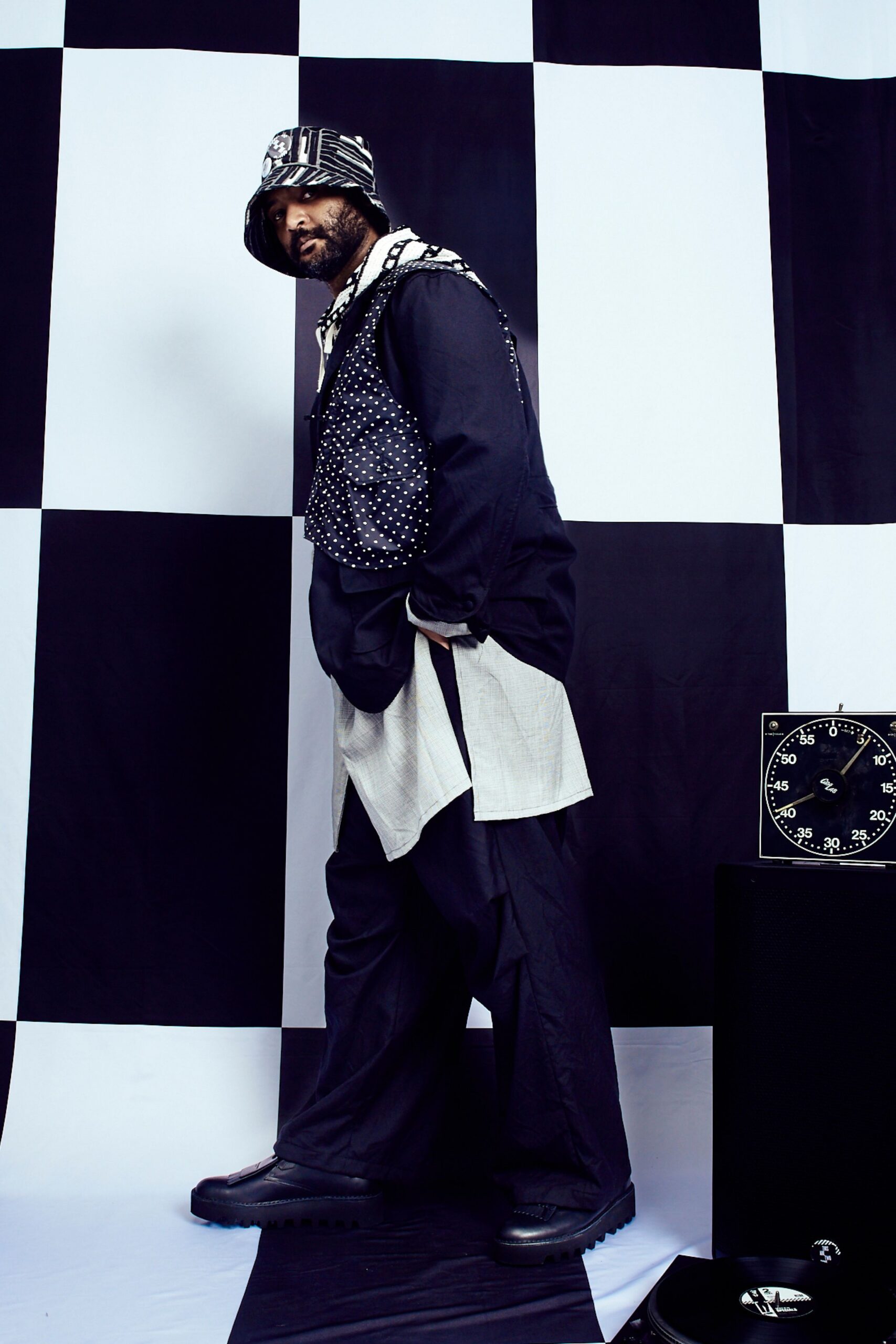 black and white layered outfit