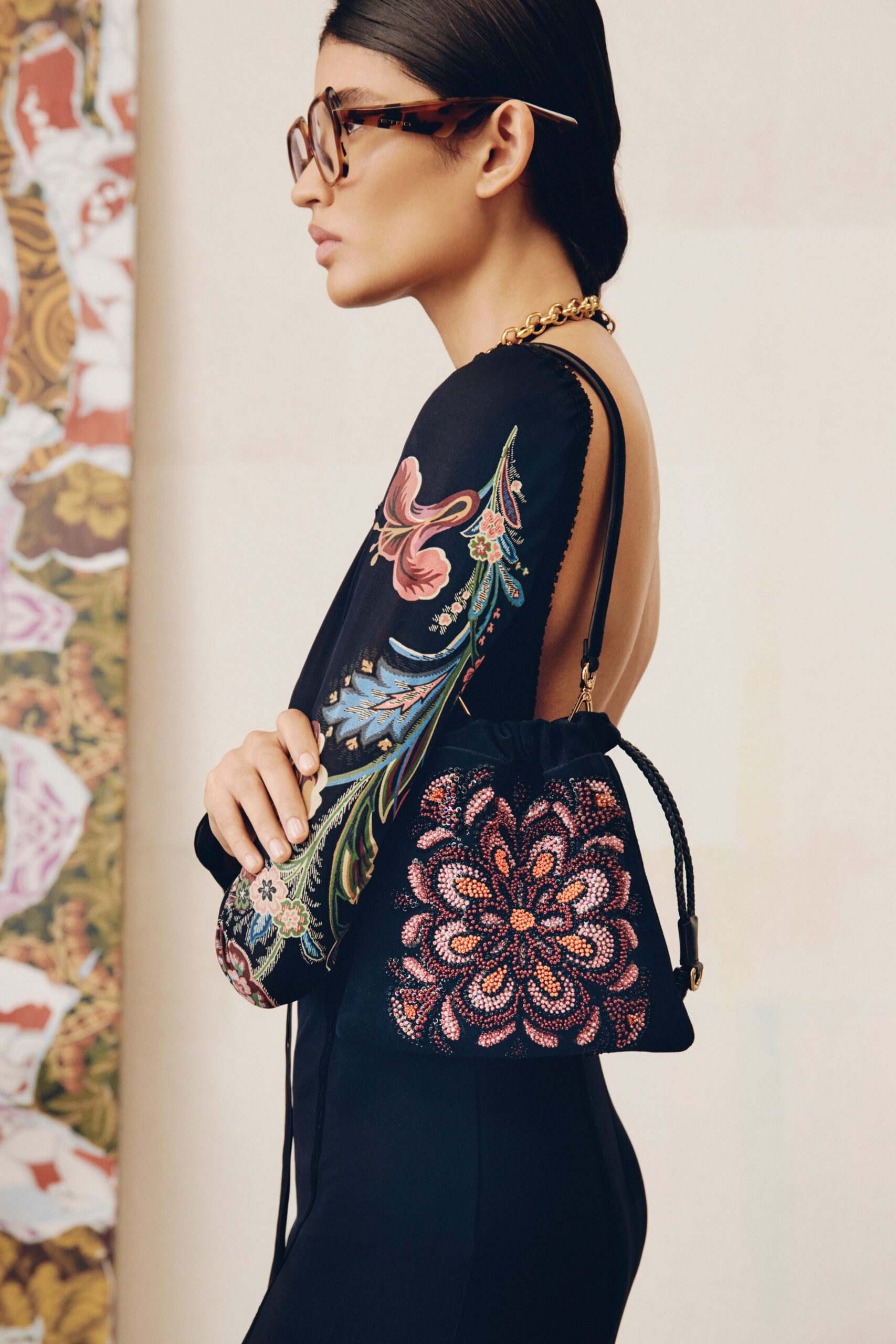 black embroidered sleeveless dress