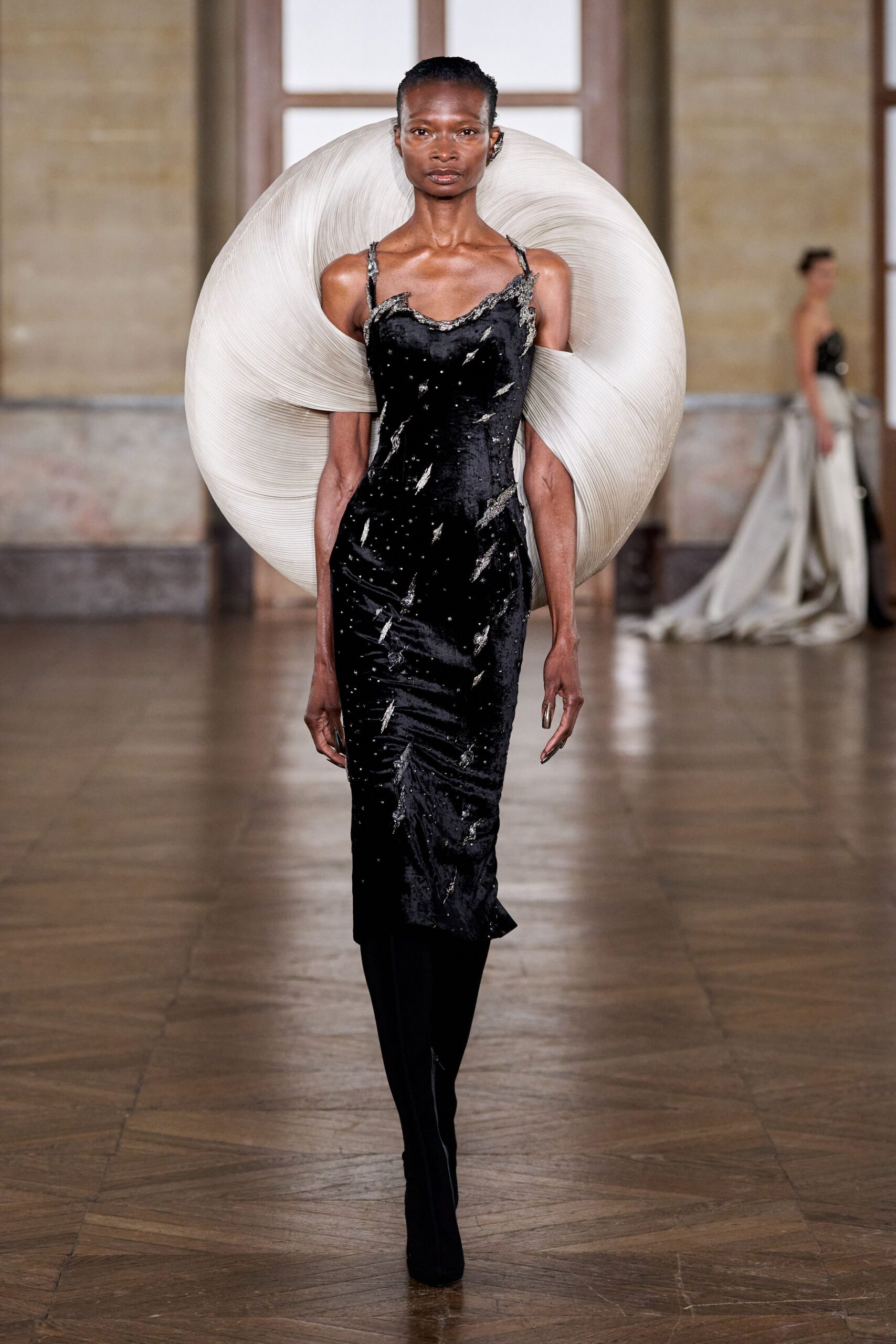black velvet fitted dress