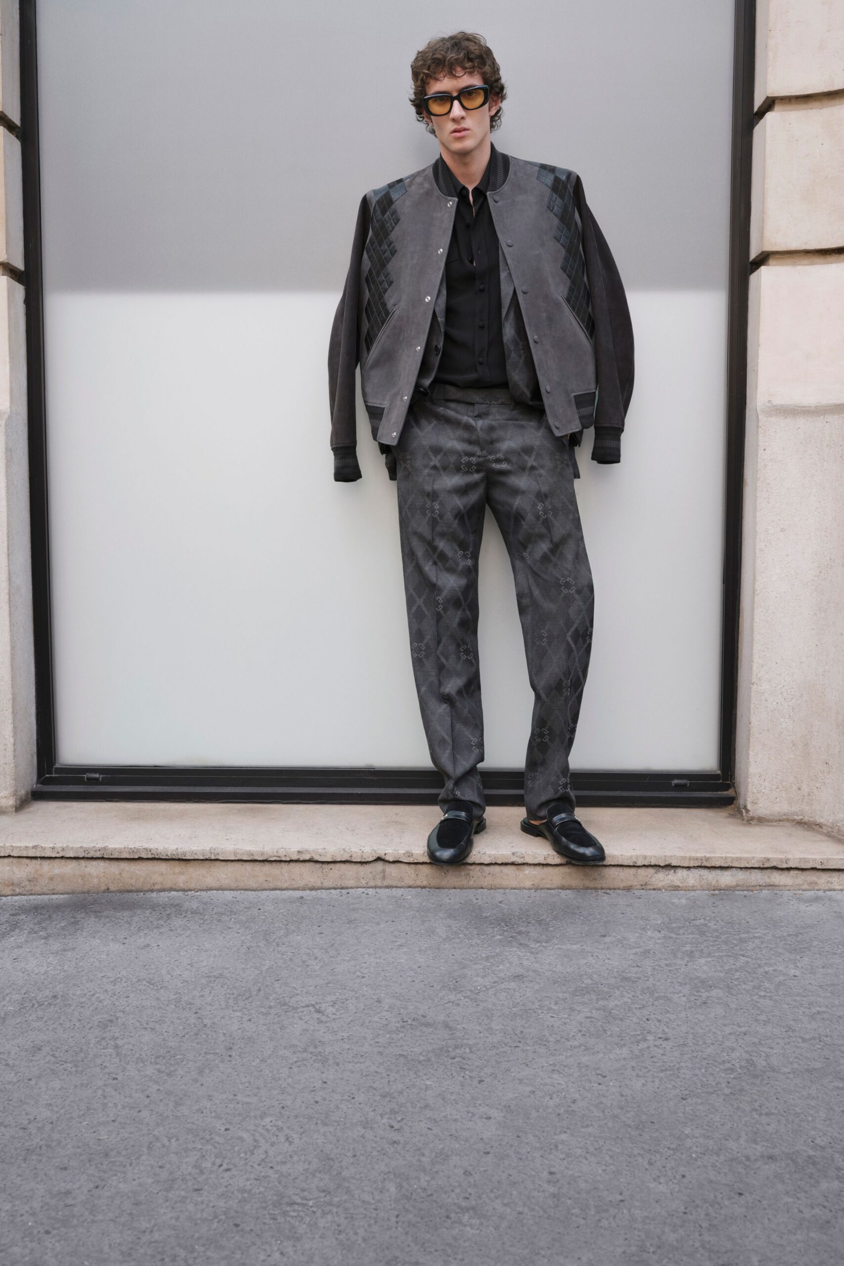 black jacket and pants outfit