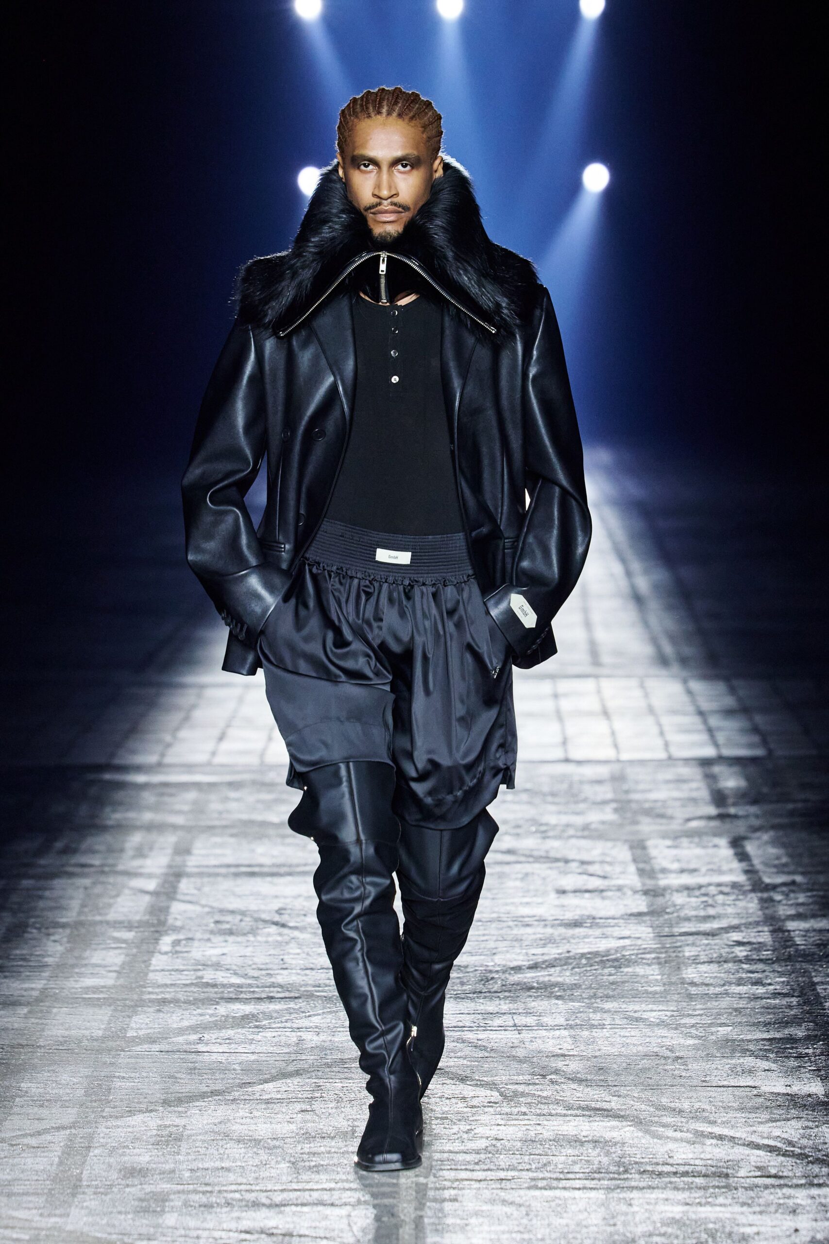 black silk relaxed ruffled pants