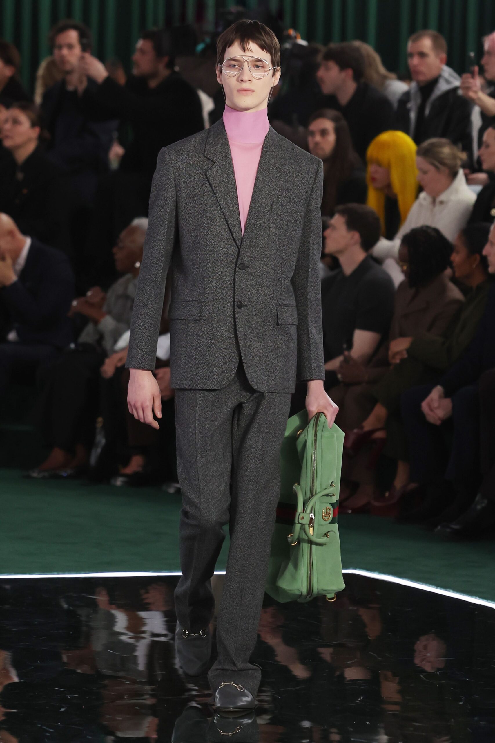gray wool long-sleeve collared tailored buttoned suit