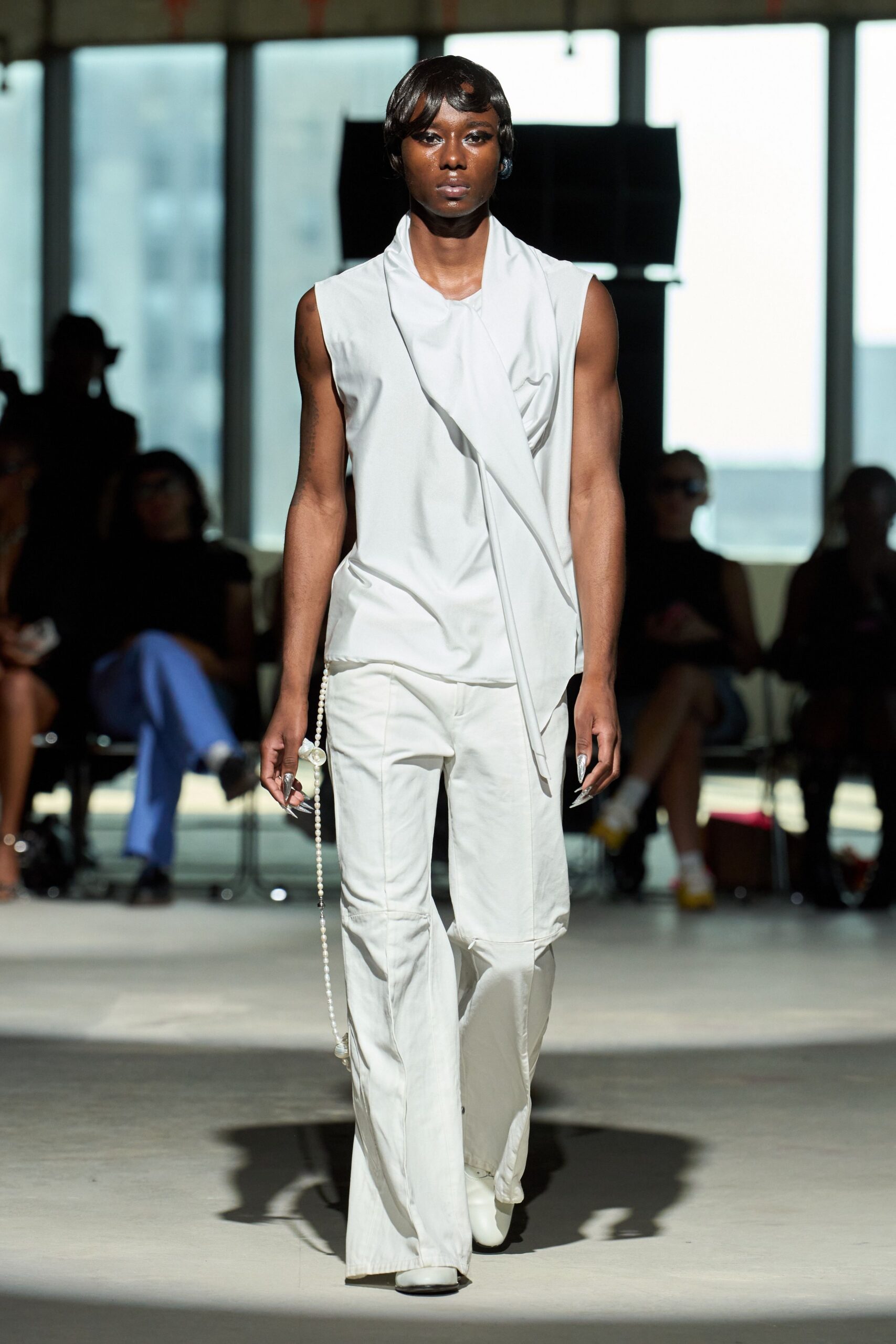white fitted top and pants