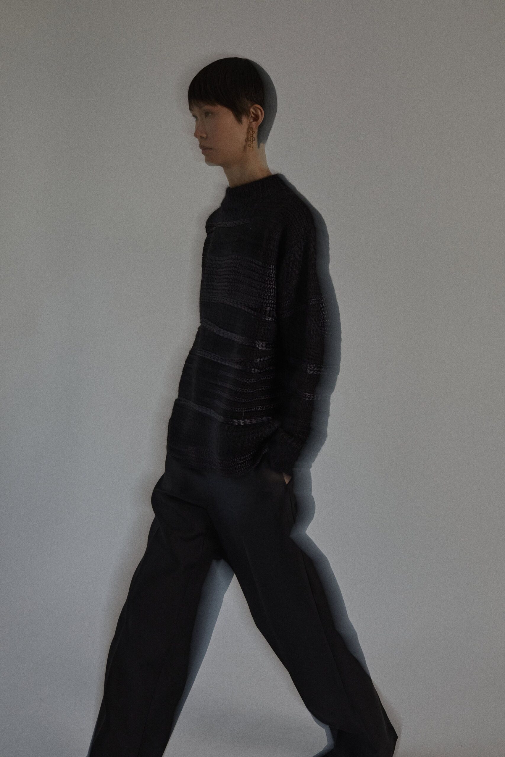 black relaxed sweater and pants