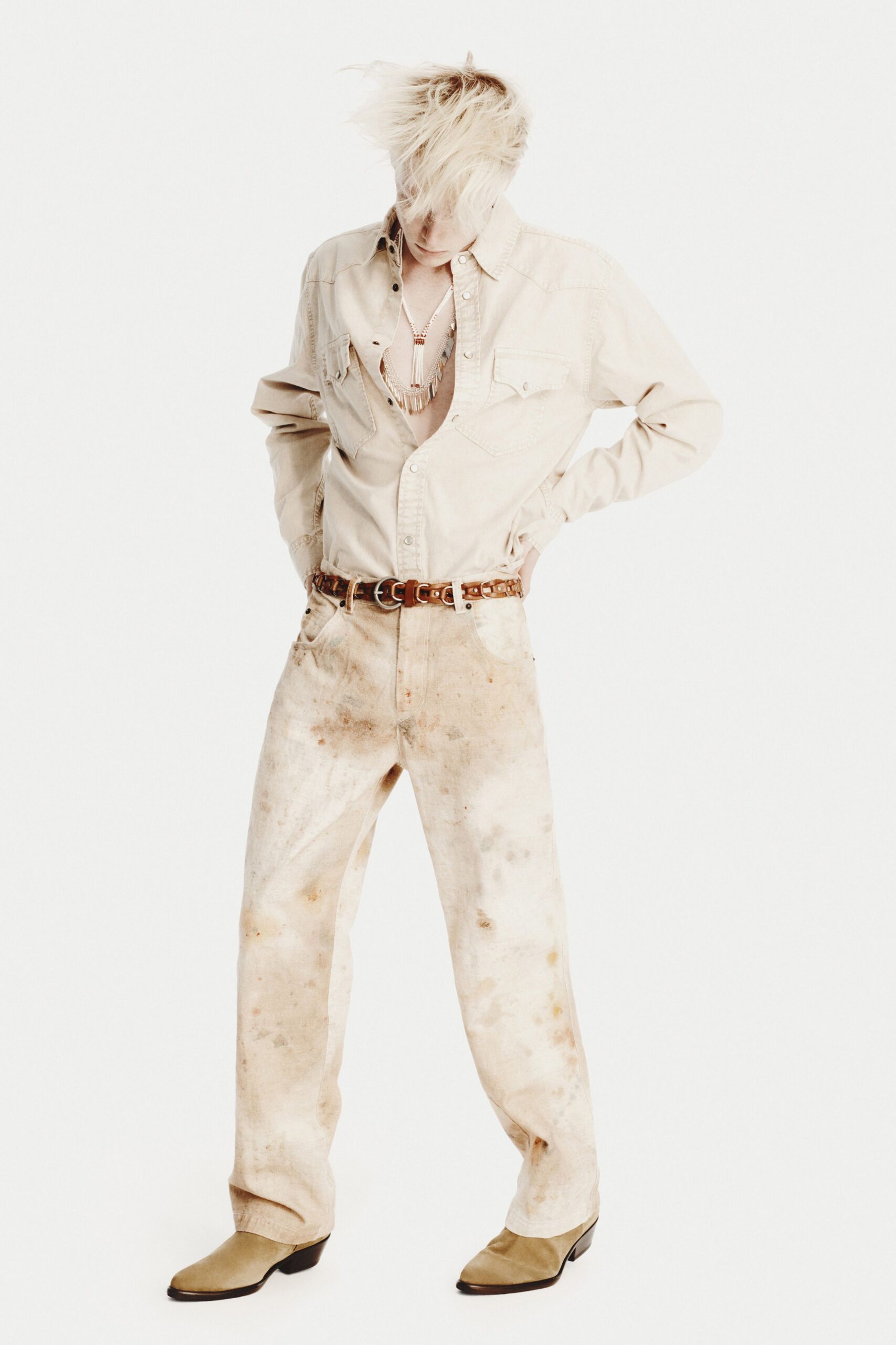 beige relaxed shirt and pants