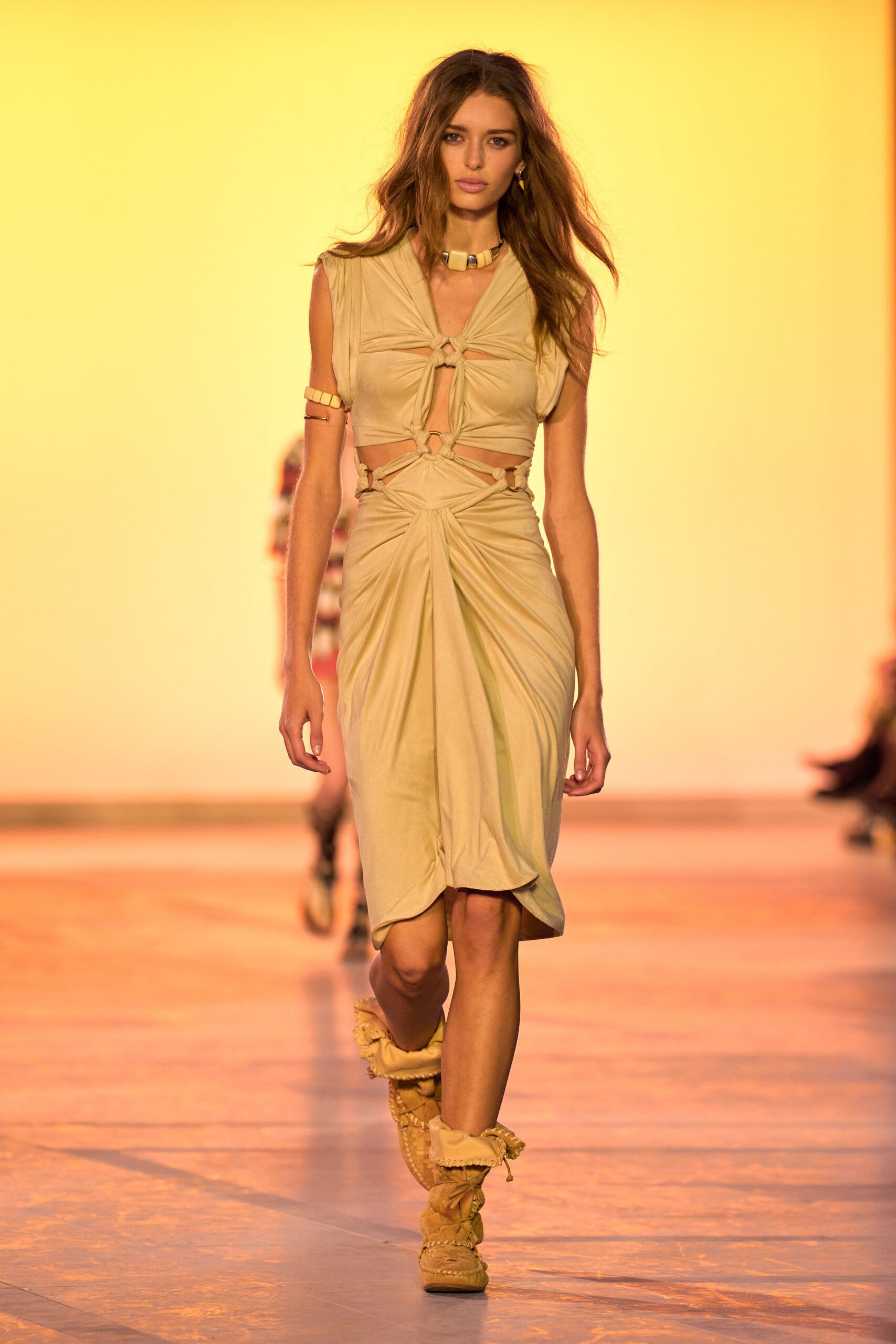 brown leather fitted fringed boots