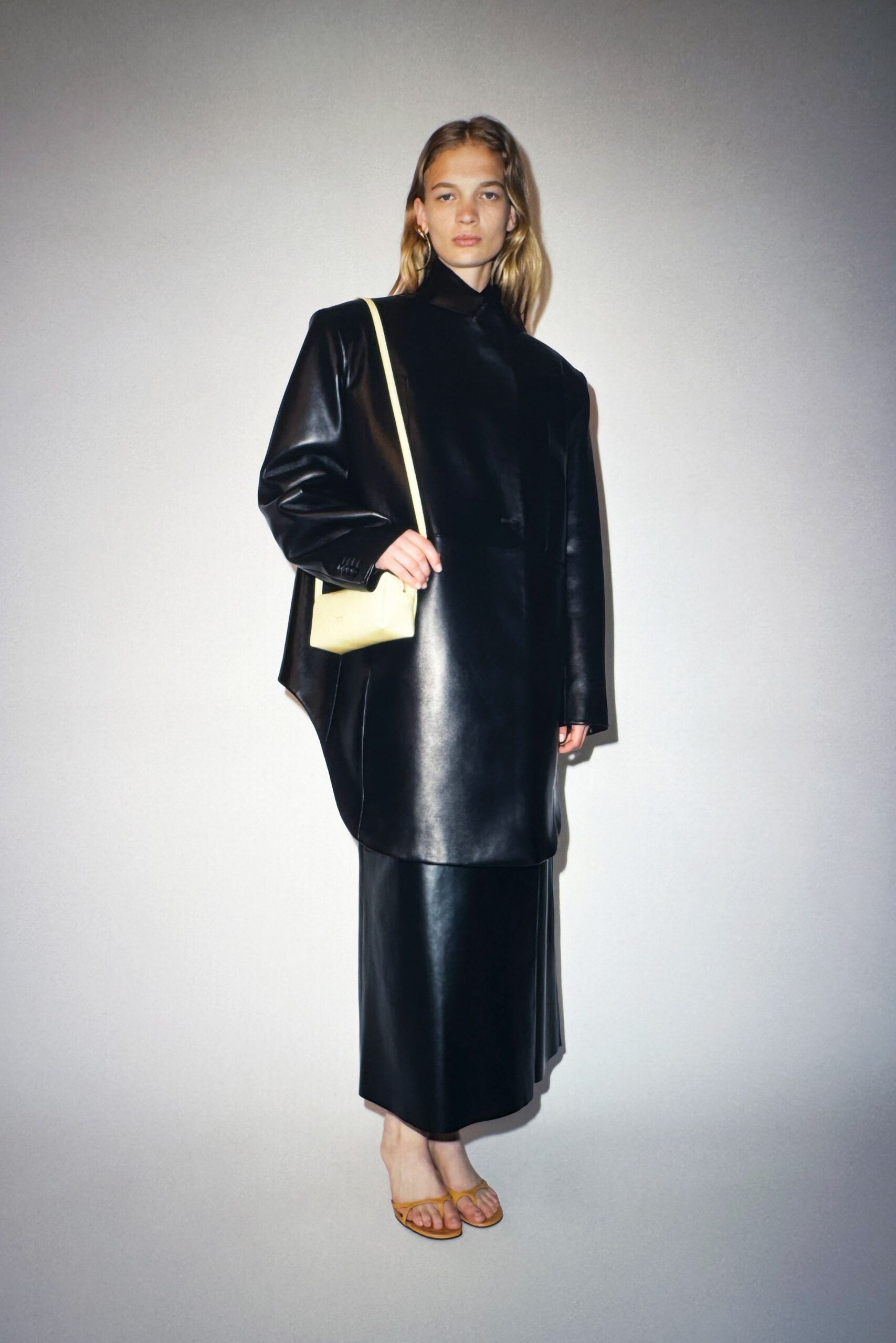 black leather oversized dress