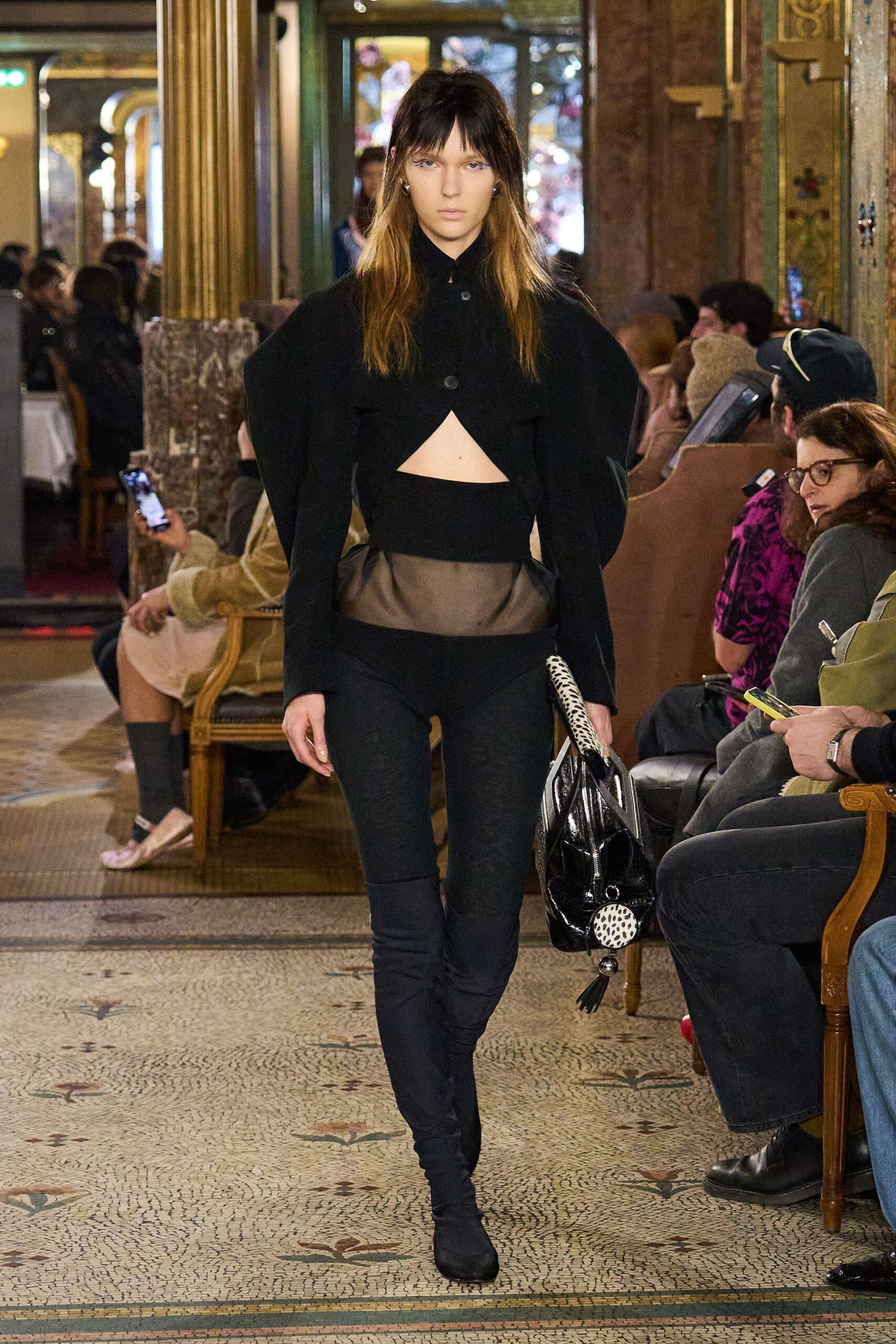 black fitted jacket with cutout top