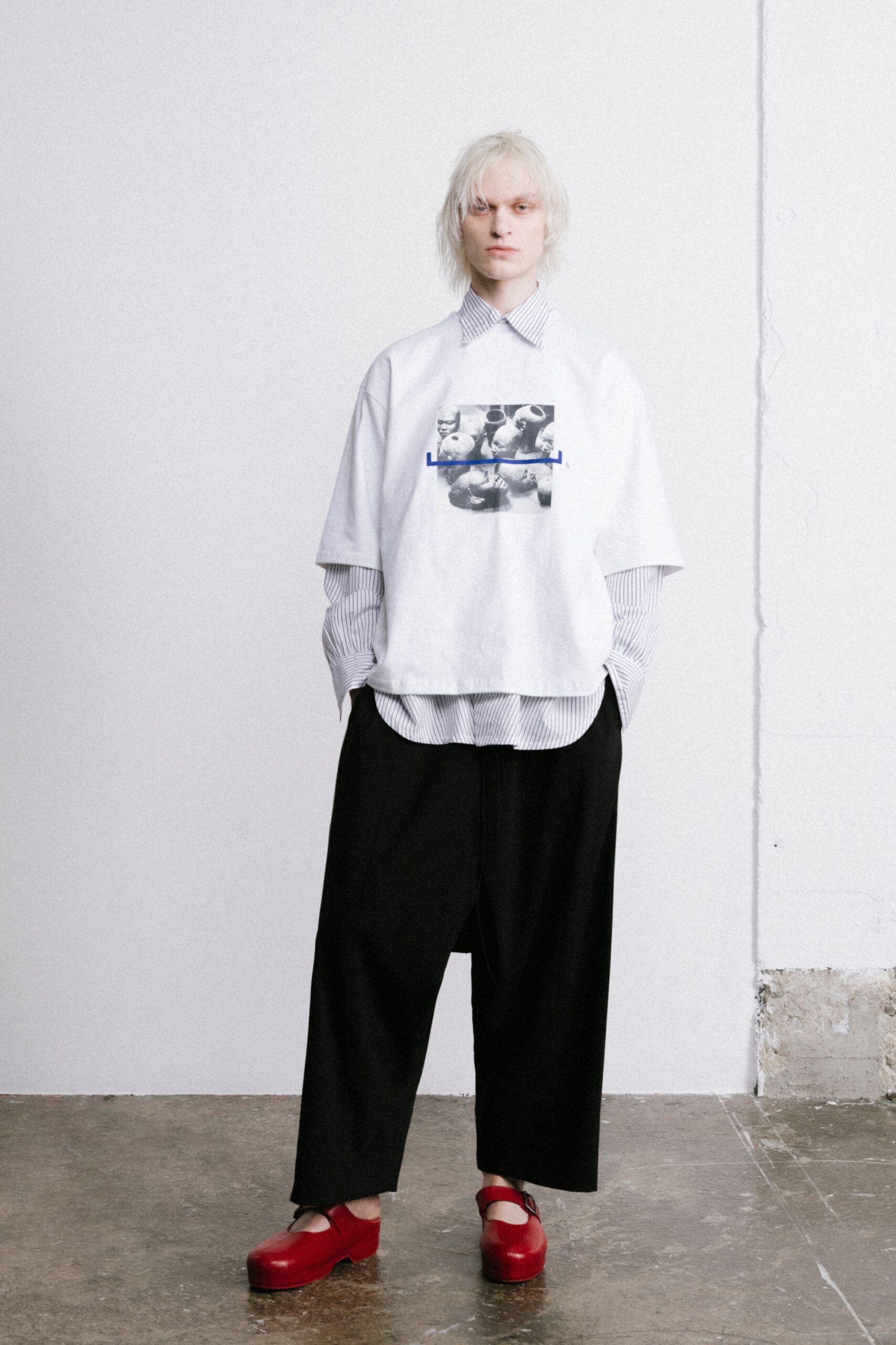 white t-shirt with printed design