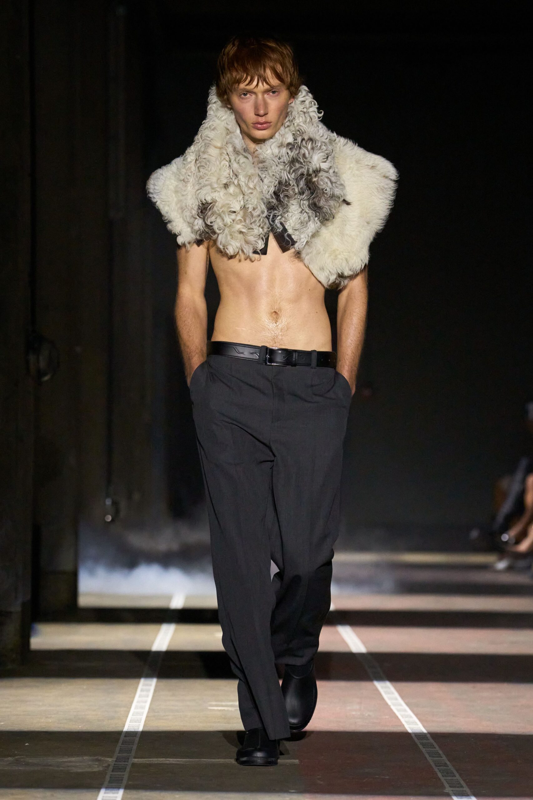 white fur oversized layered cape