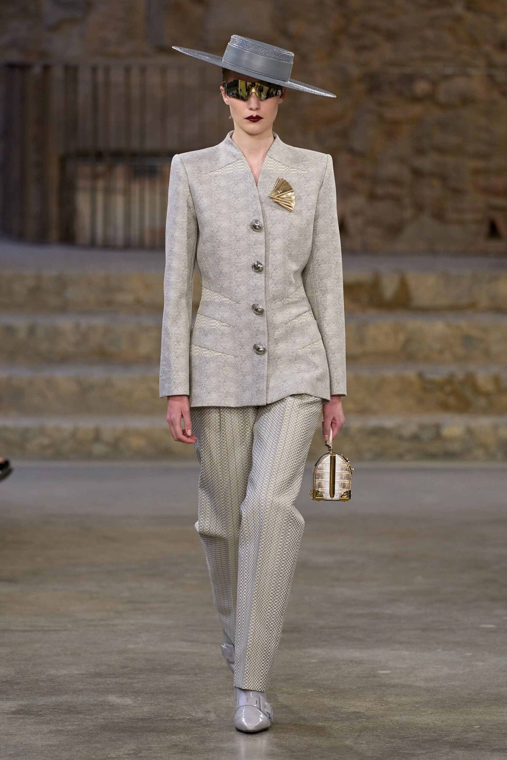 gray tailored blazer and pants