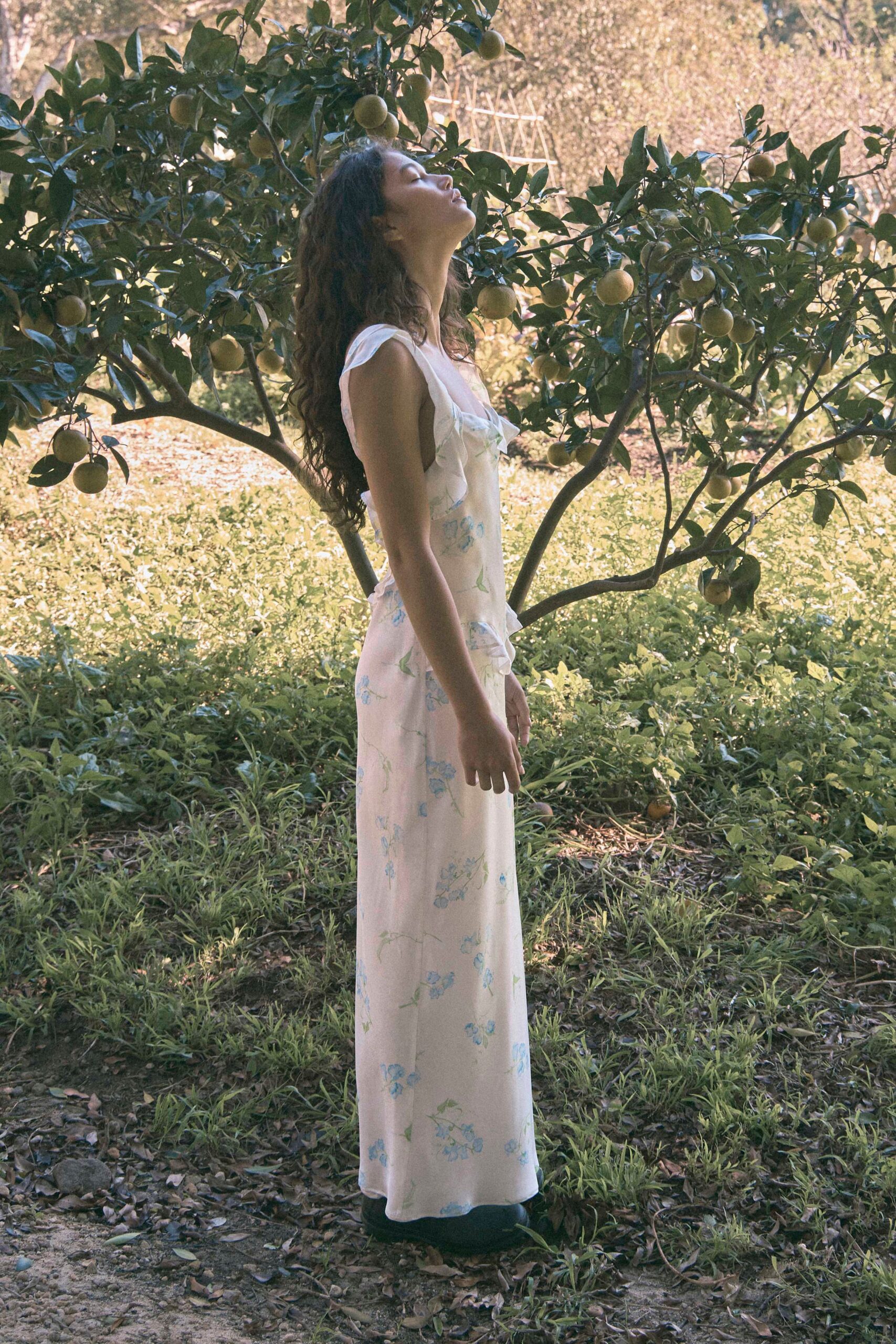 white floral maxi dress