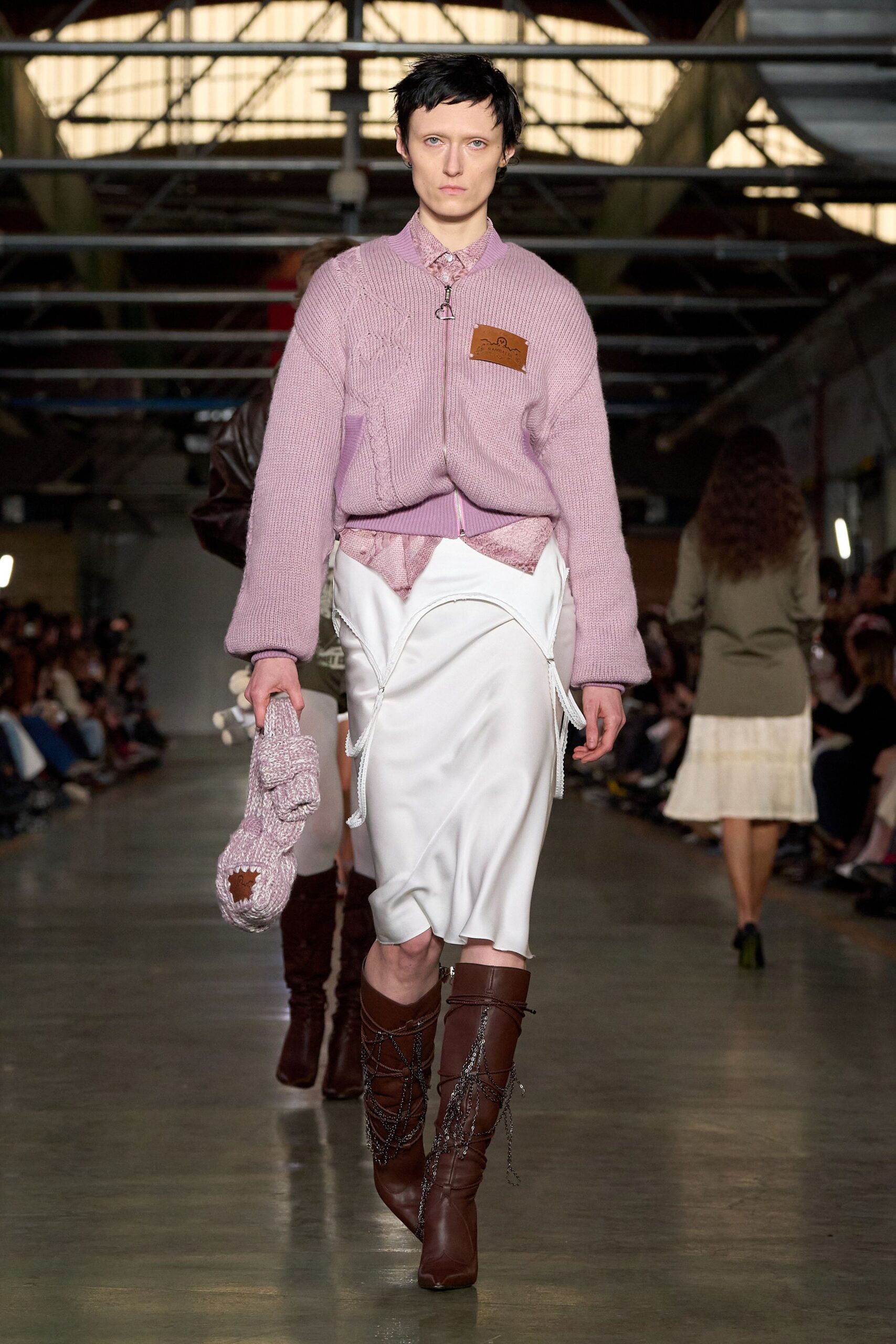 pink cotton long-sleeve collared relaxed zippered jacket