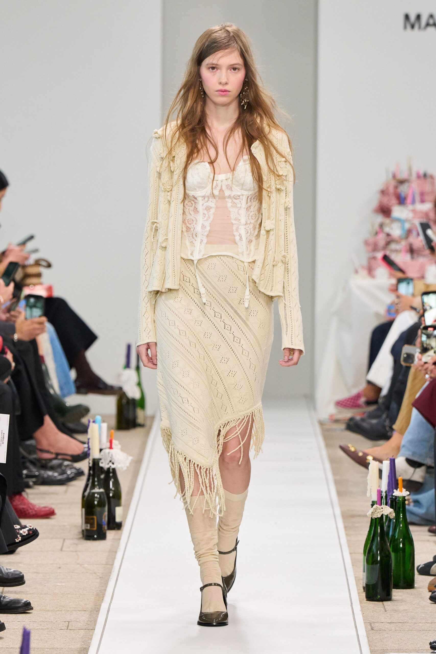 beige cotton long-sleeve relaxed fringed cardigan