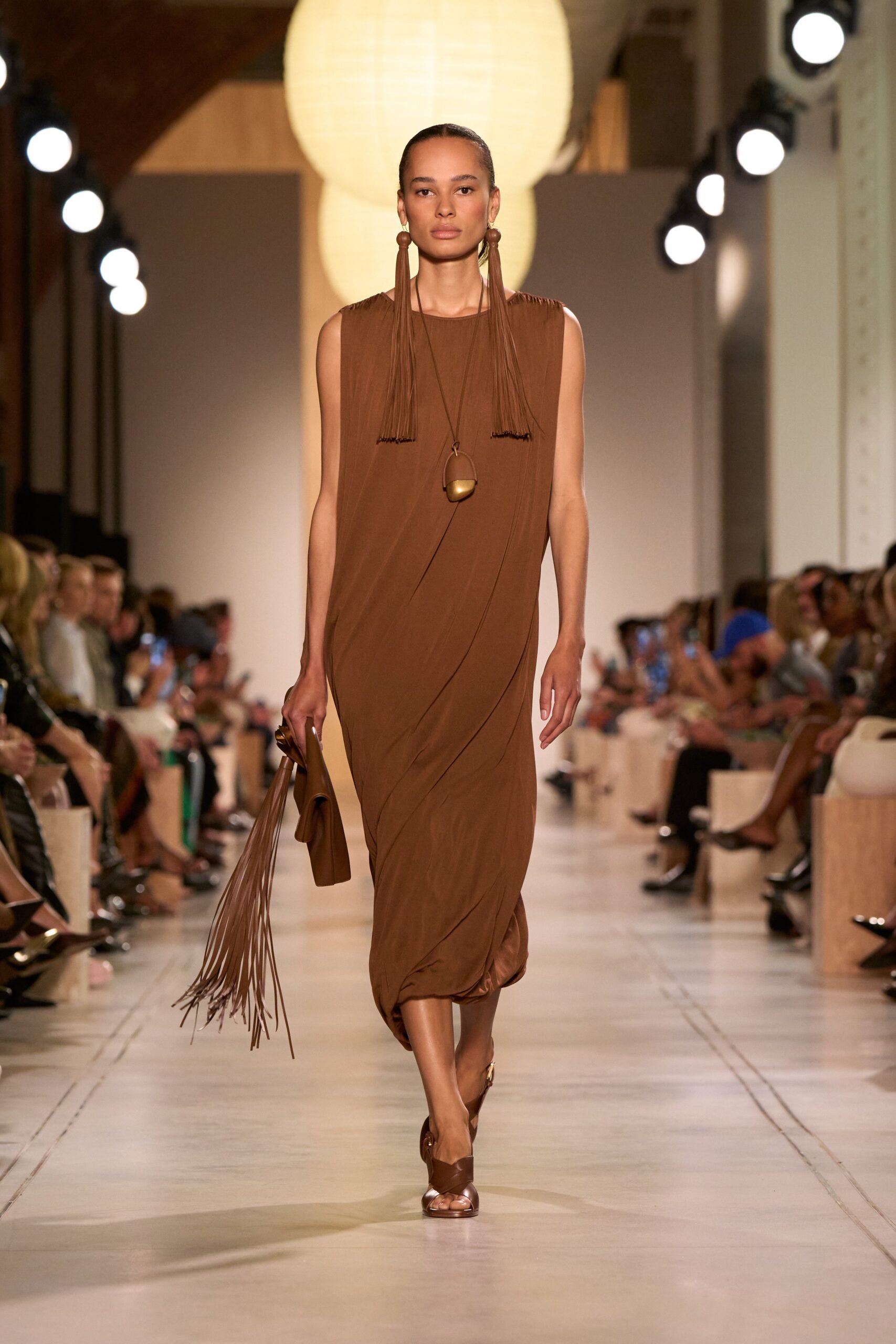 brown relaxed sleeveless dress