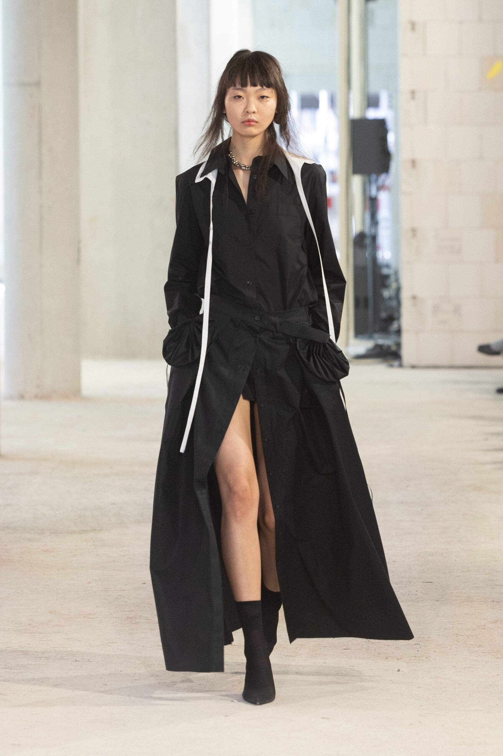 black midi dress with boots
