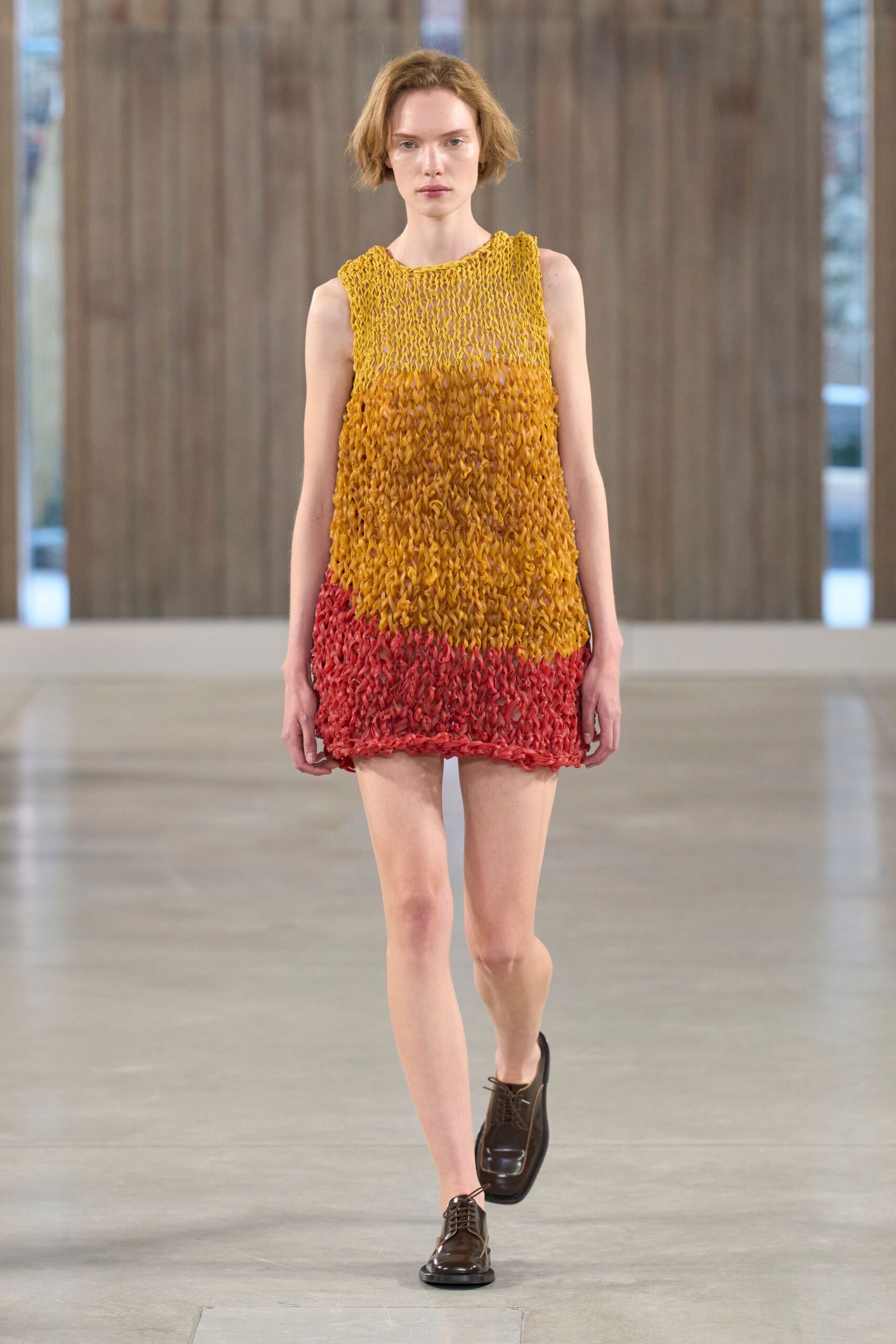 yellow cotton sleeveless fitted layered mini dress