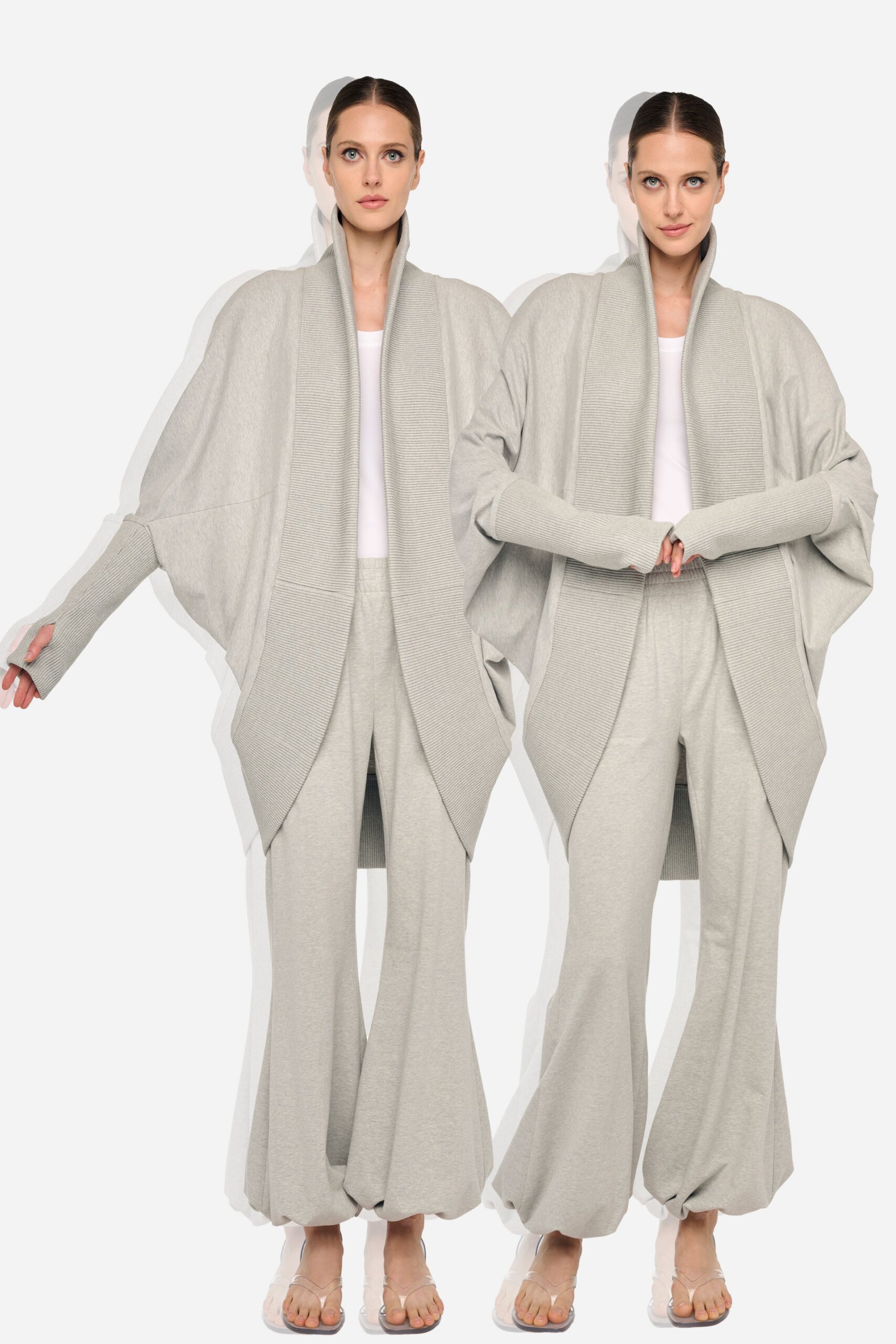 gray wool relaxed coat and pants
